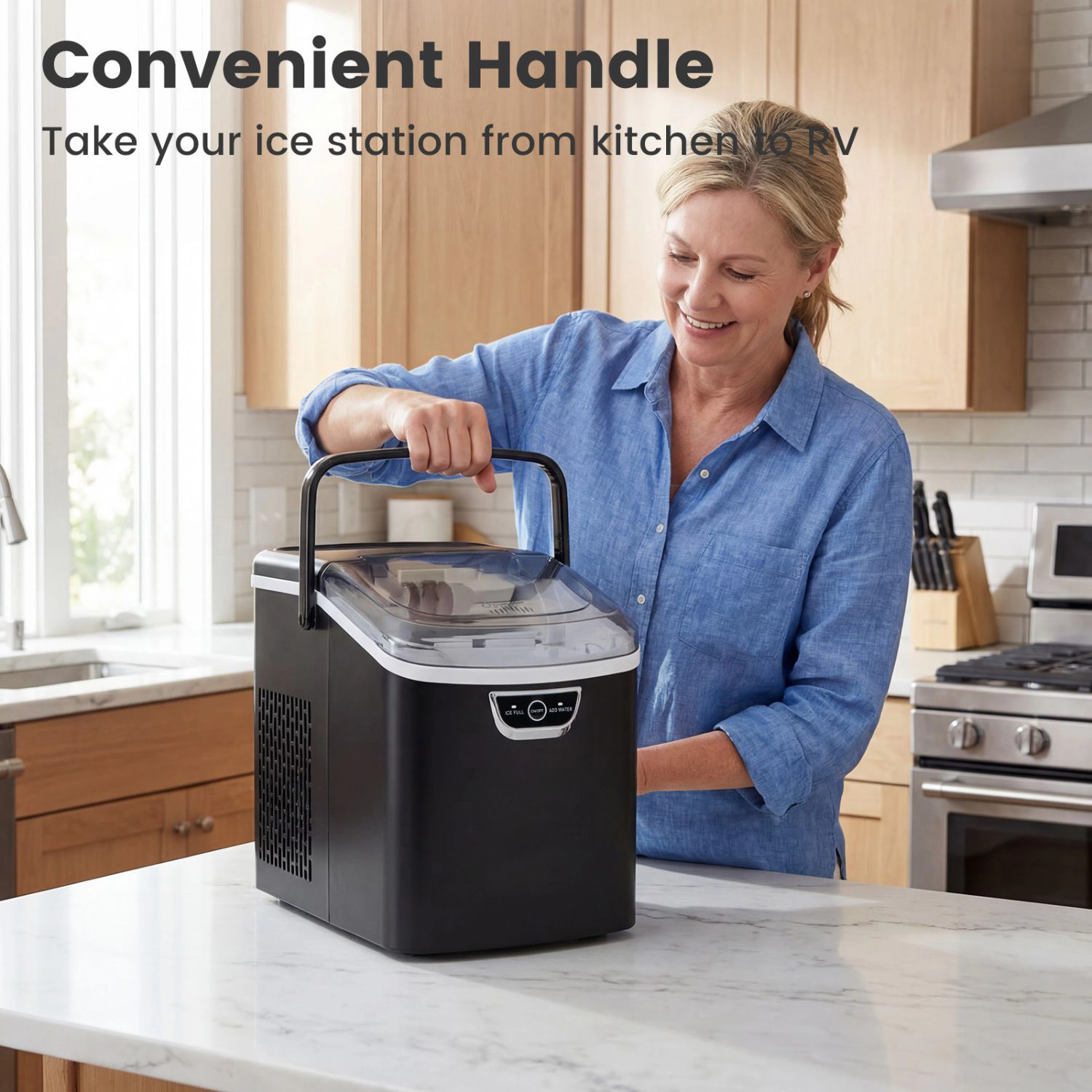 SlickBlue Black Countertop Pellet Ice Maker, 33 Lbs Daily