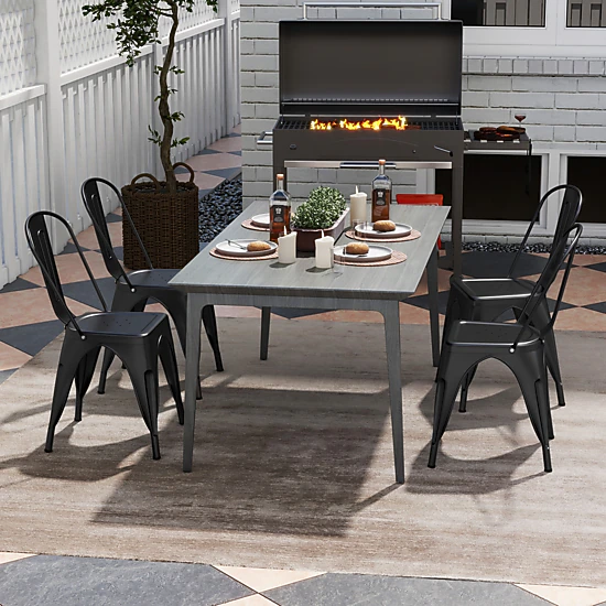 LJG Metal Dining Chairs Set of 4 with Removable Backrest for Dining Room Restaurant Living Room