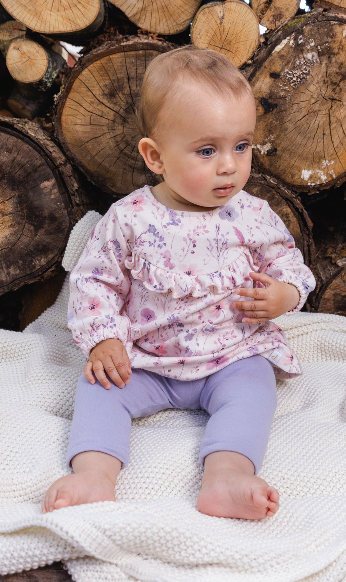 Deux par Girls Organic Cotton Dress and Legging Set with Printed Flowers