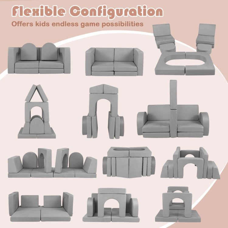 Hivvago 8-Piece Modular Kids Play Couch with Comfy Suede Fabric