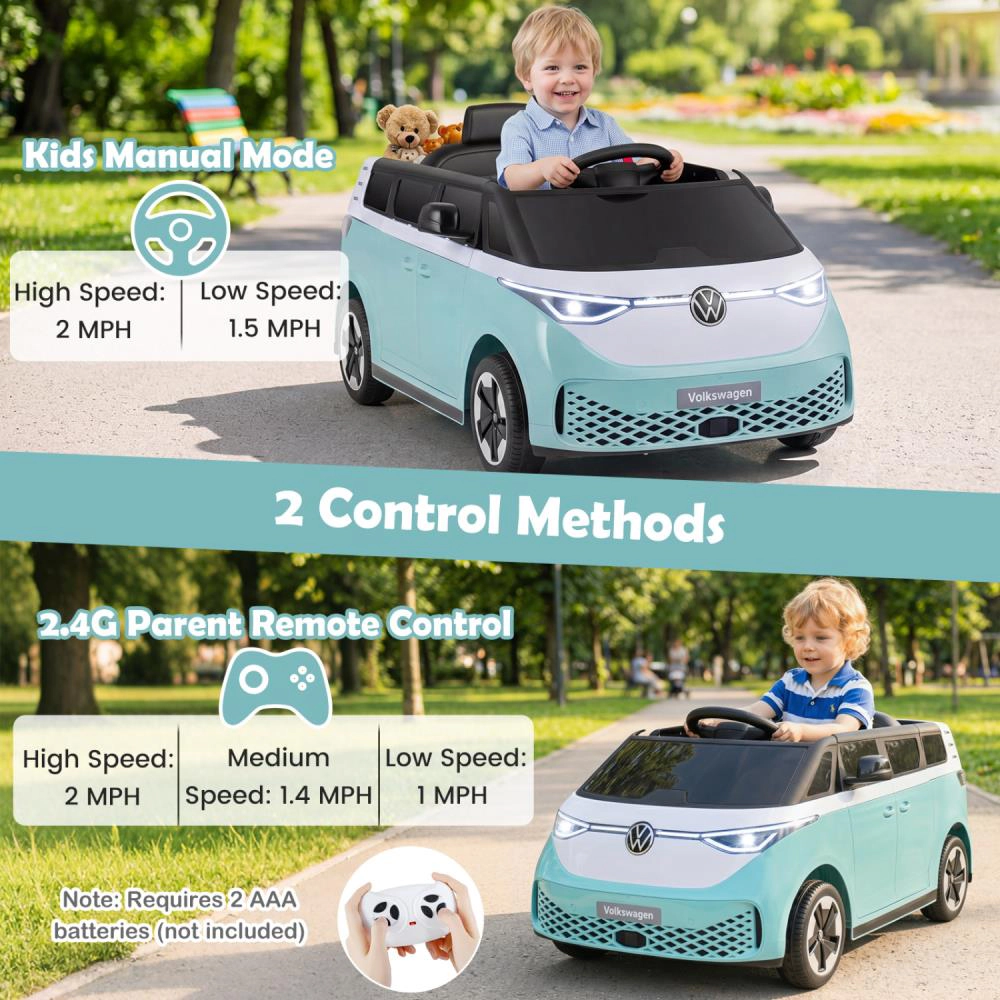 Hivvago 12V Kids Electric Car Bus with Music and LED Headlights Licensed Volkswagen