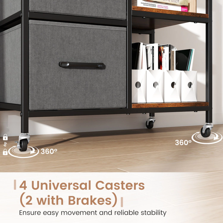 Hivvago 3 Drawer Mobile File Cabinet with Charging Station Rolling Printer Stand Open Storage Shelves