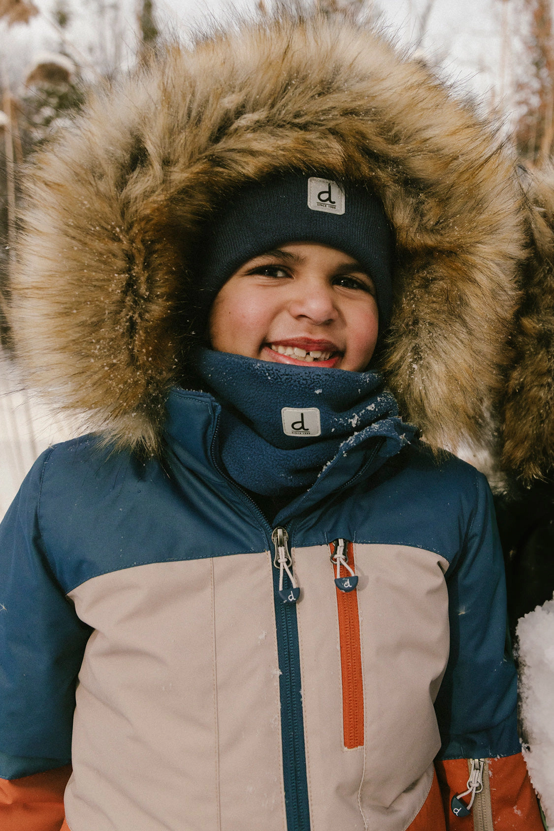 Deux par Boys Colorblock Two Piece Play Snowsuit with Hooded Jacket and Bear Print Snow Pants