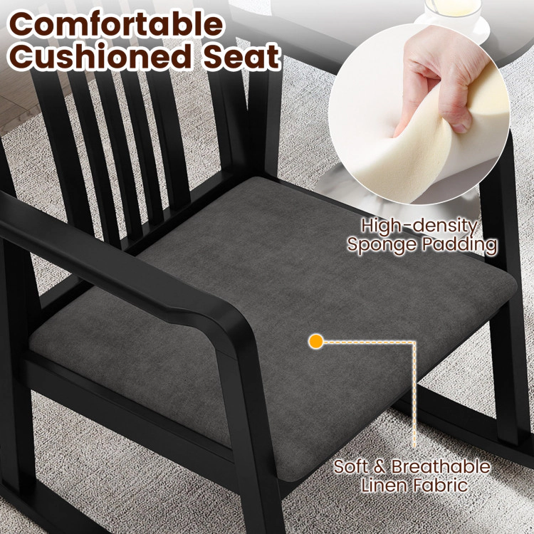 Hivvago Rocking Chair With Slatted Back And Curved Armrests