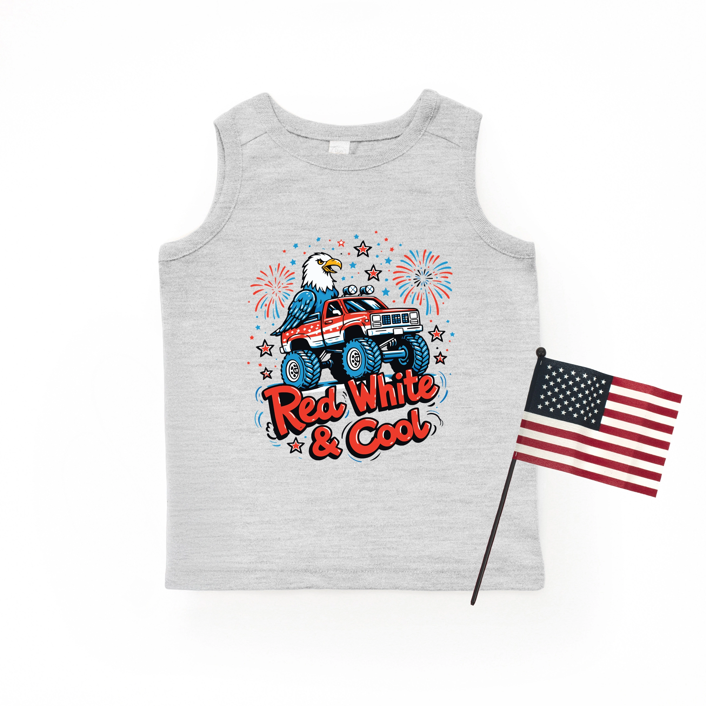 The Juniper Shop - Red, White & Cool Truck Eagle Youth Tank Top
