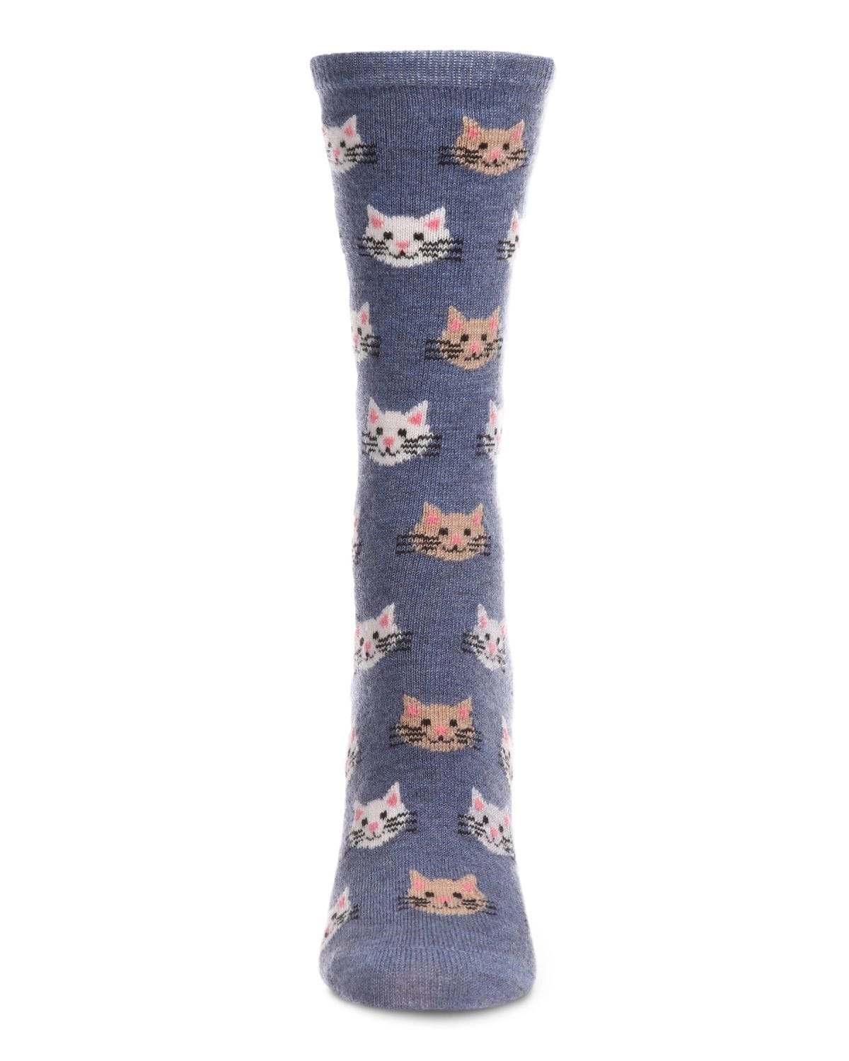 MeMoi Women's Soft Cheerful Cat Face Cashmere Crew Socks