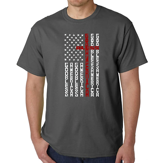 LA Pop Art Men's Word Art T-Shirt - Cross Flag