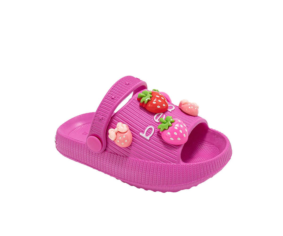 bebe Toddler Girl's Eva Slide Sandals with Charm Detail Slip On Shoes