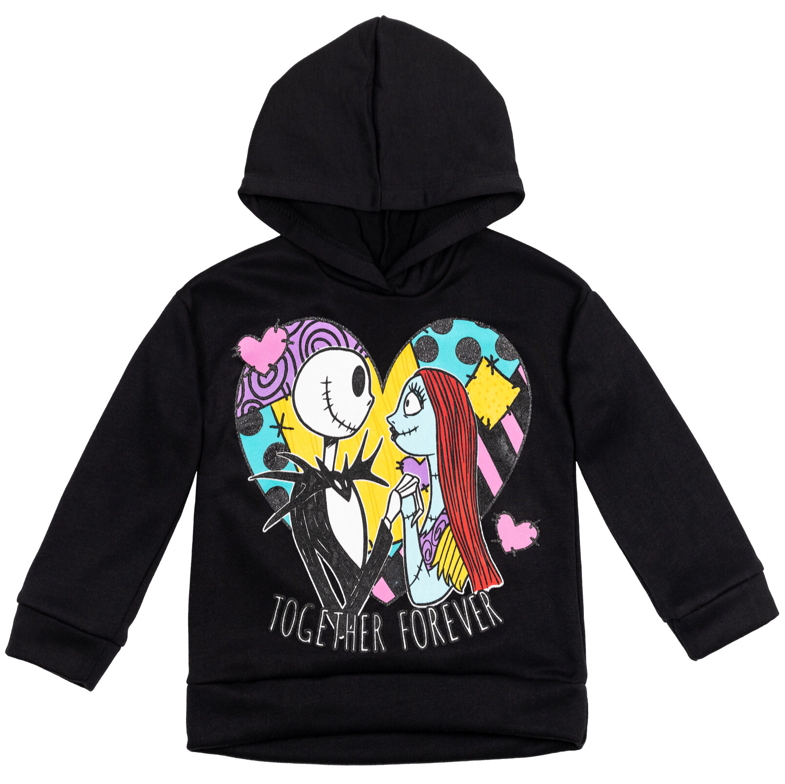 Disney Nightmare Before Christmas Girls' Glitter Fleece Hoodie and Leggings Set