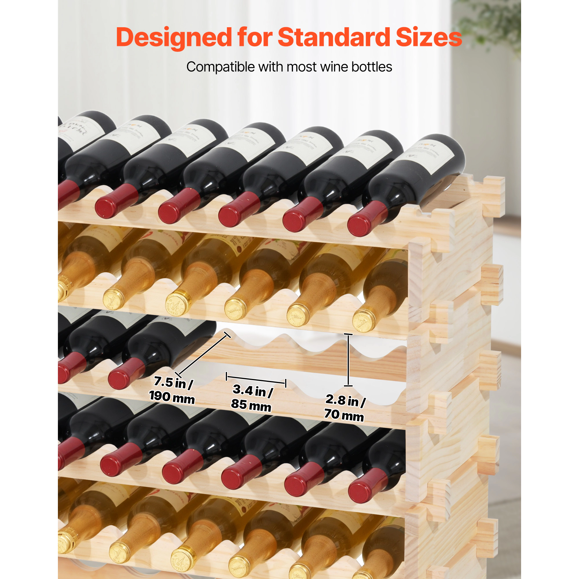 HONGGE Wine Rack Freestanding Floor Wine Holder Floor Storage Rack For Bar Kitchen