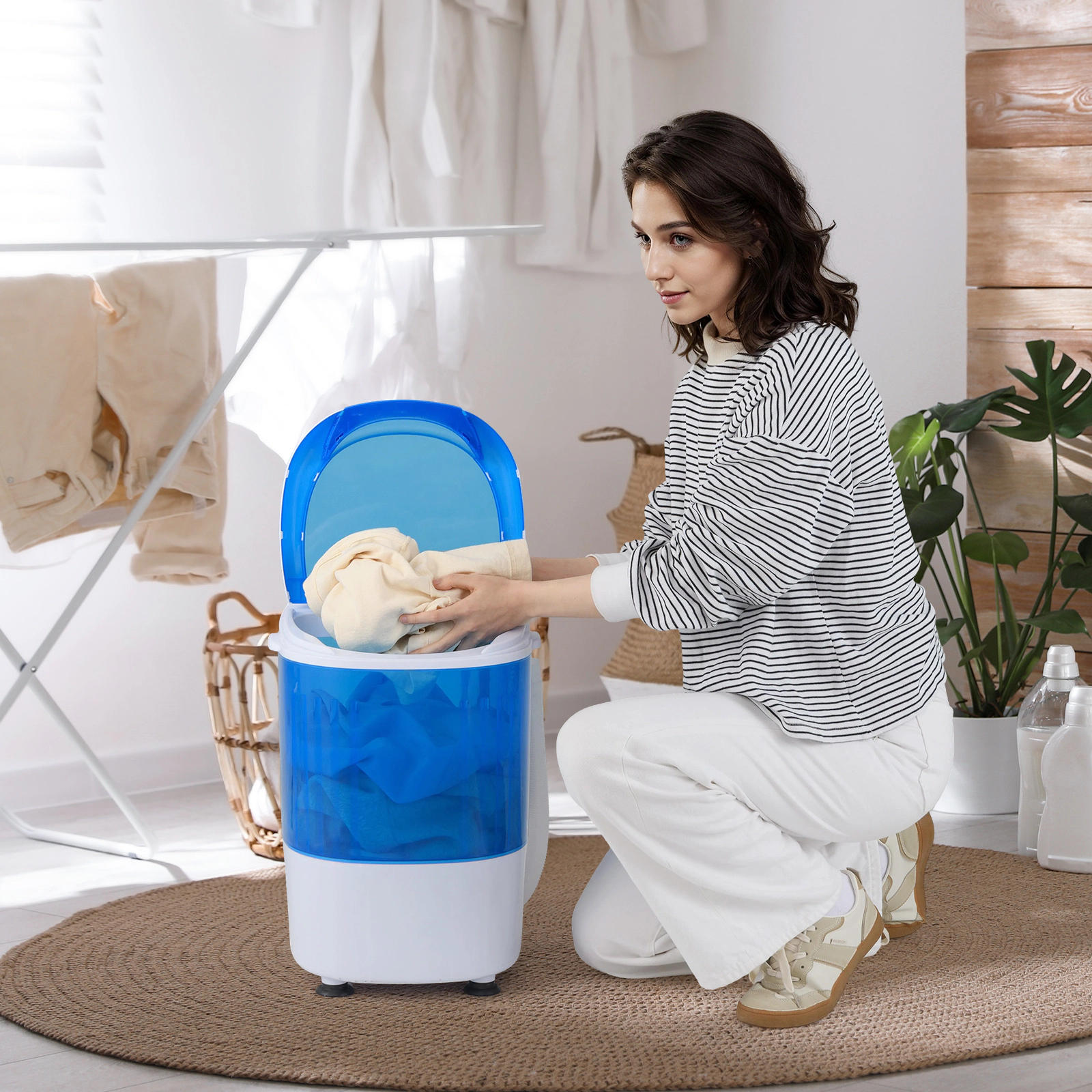 LJG 5.5 lbs Portable Semi Auto Washing Machine for Small Space