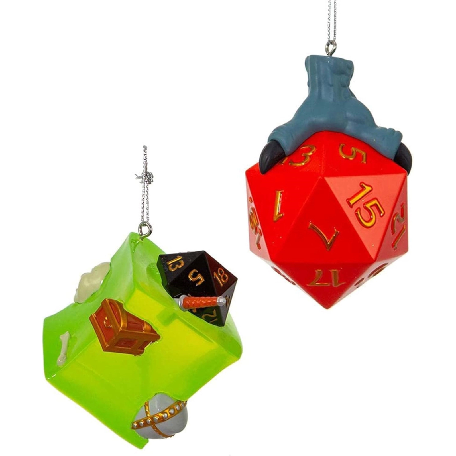 Kurt Adler Dungeons and Dragons Dice and Gelatinous Cube Christmas Ornaments 2 Piece Set