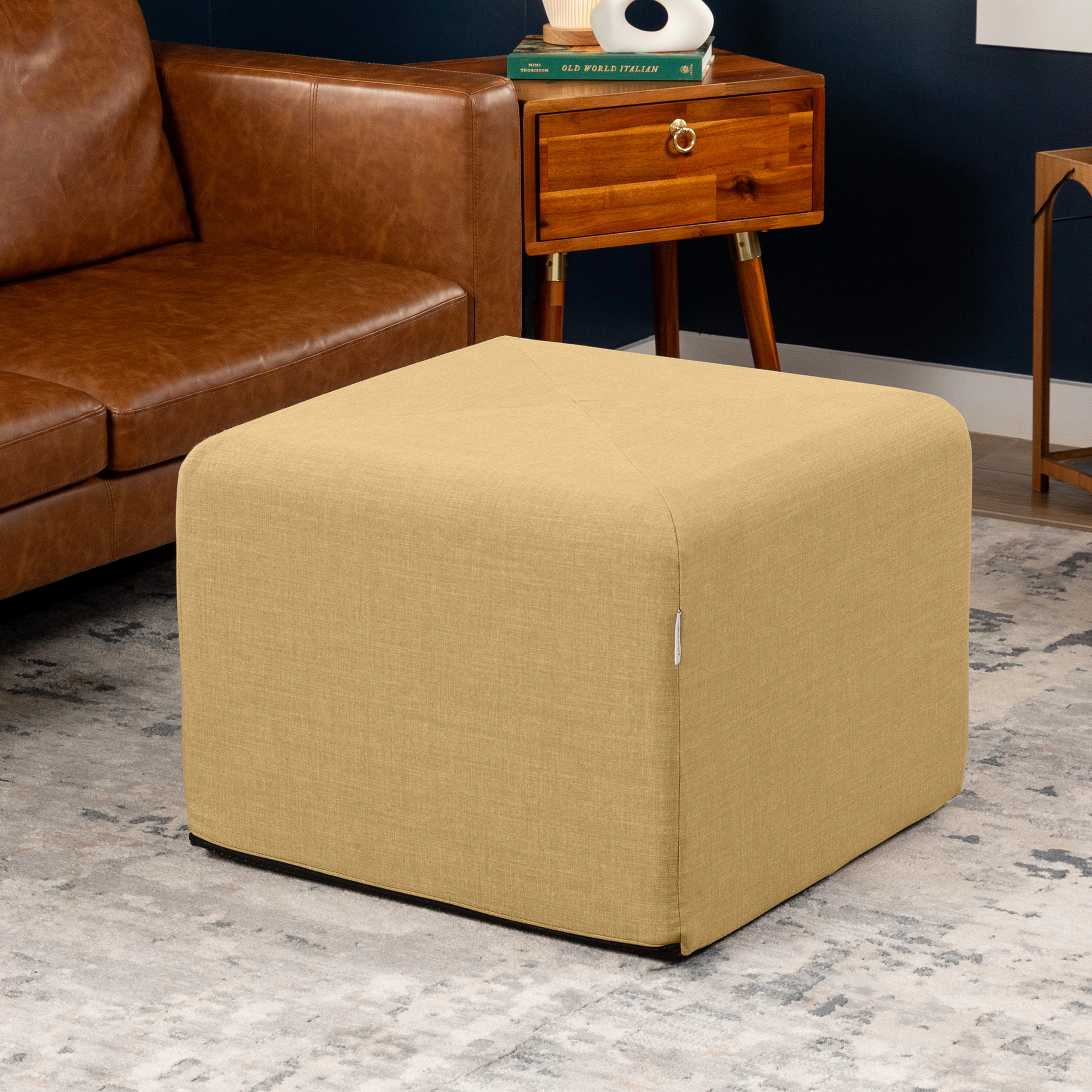 Jaxx Monroe Square Foam Ottoman with Stain Resistant Performance Fabric, Large (24 x 24 18)