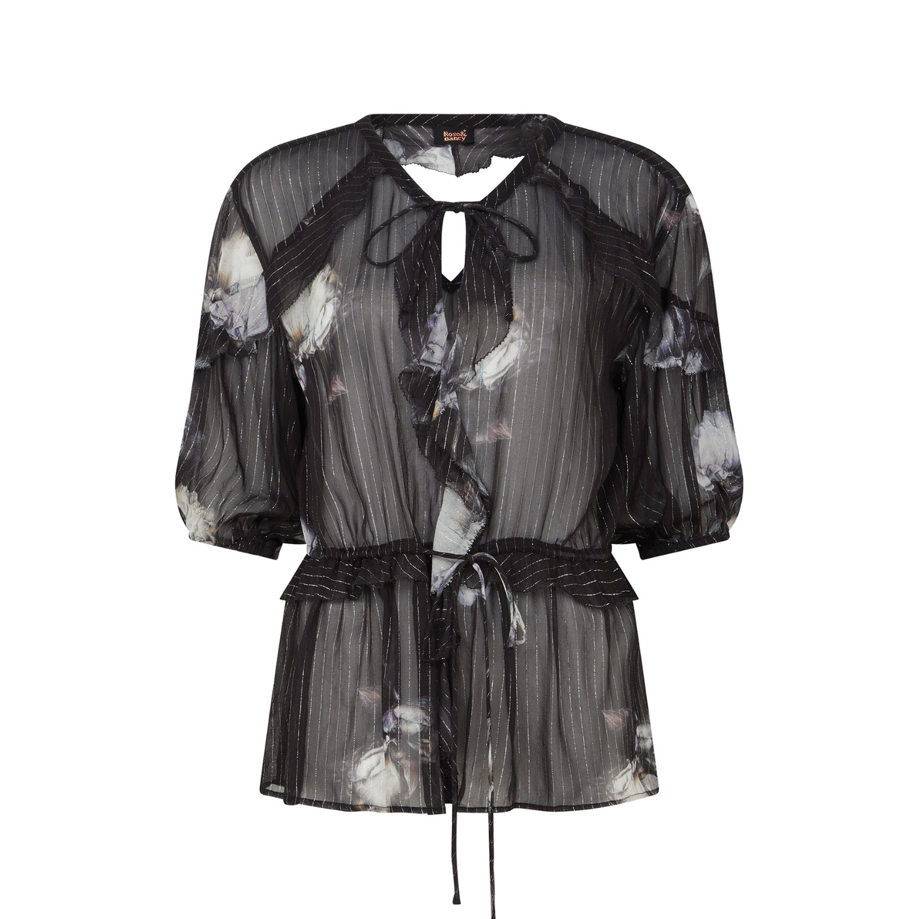 Rose & Nancy Women's Luna Print Tie Frill Blouse