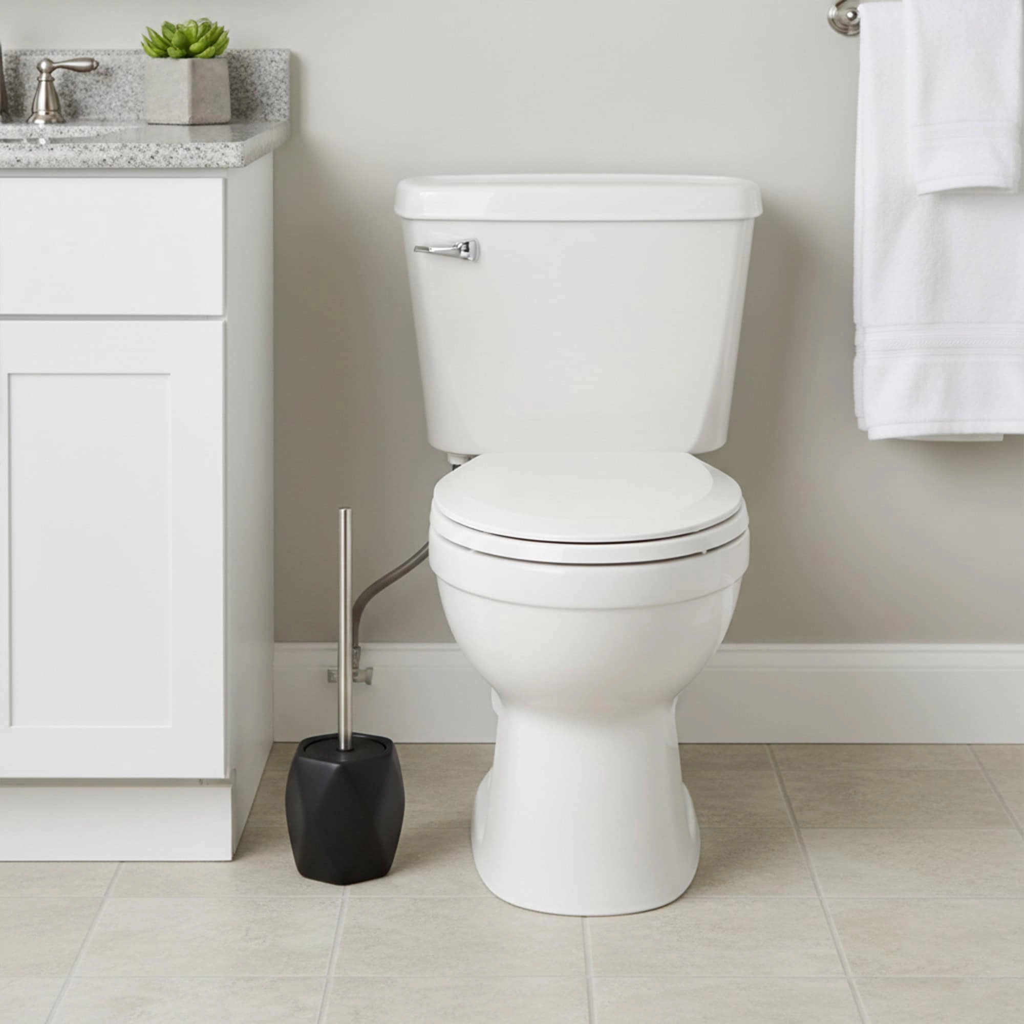 Evideco Diamond Stoneware Toilet Brush Set, Matte, 2-Piece