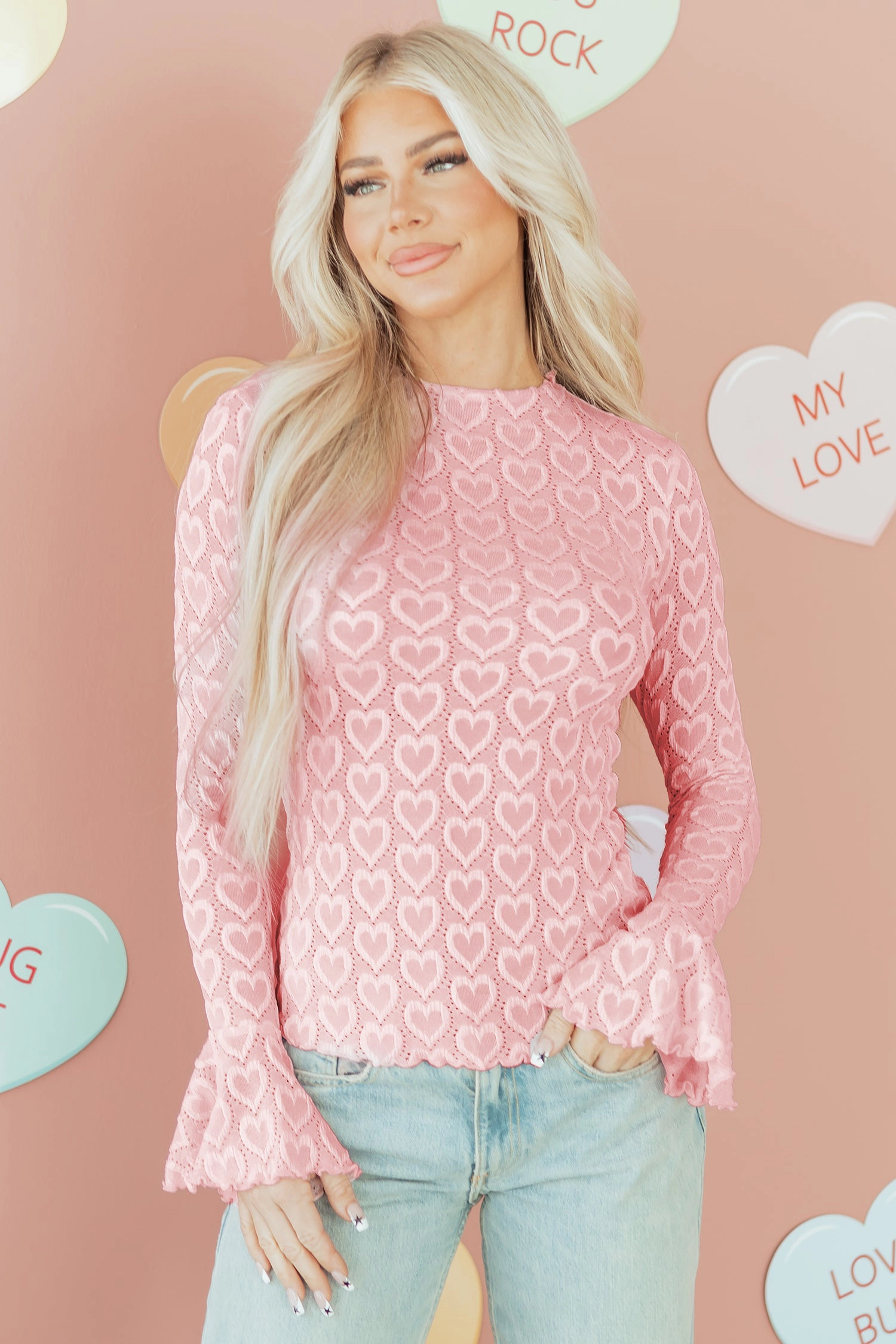 Threaded Pear Women's Emily Sleeve Mock Fitted Top