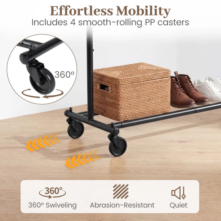 Hivvago Rolling Clothes Rack with Extendable Rods