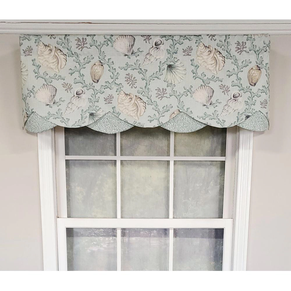 RLF Home Luxurious Modern Design Classic Windamar Petticoat Style Window Valance 50" x 15" Sea Glass