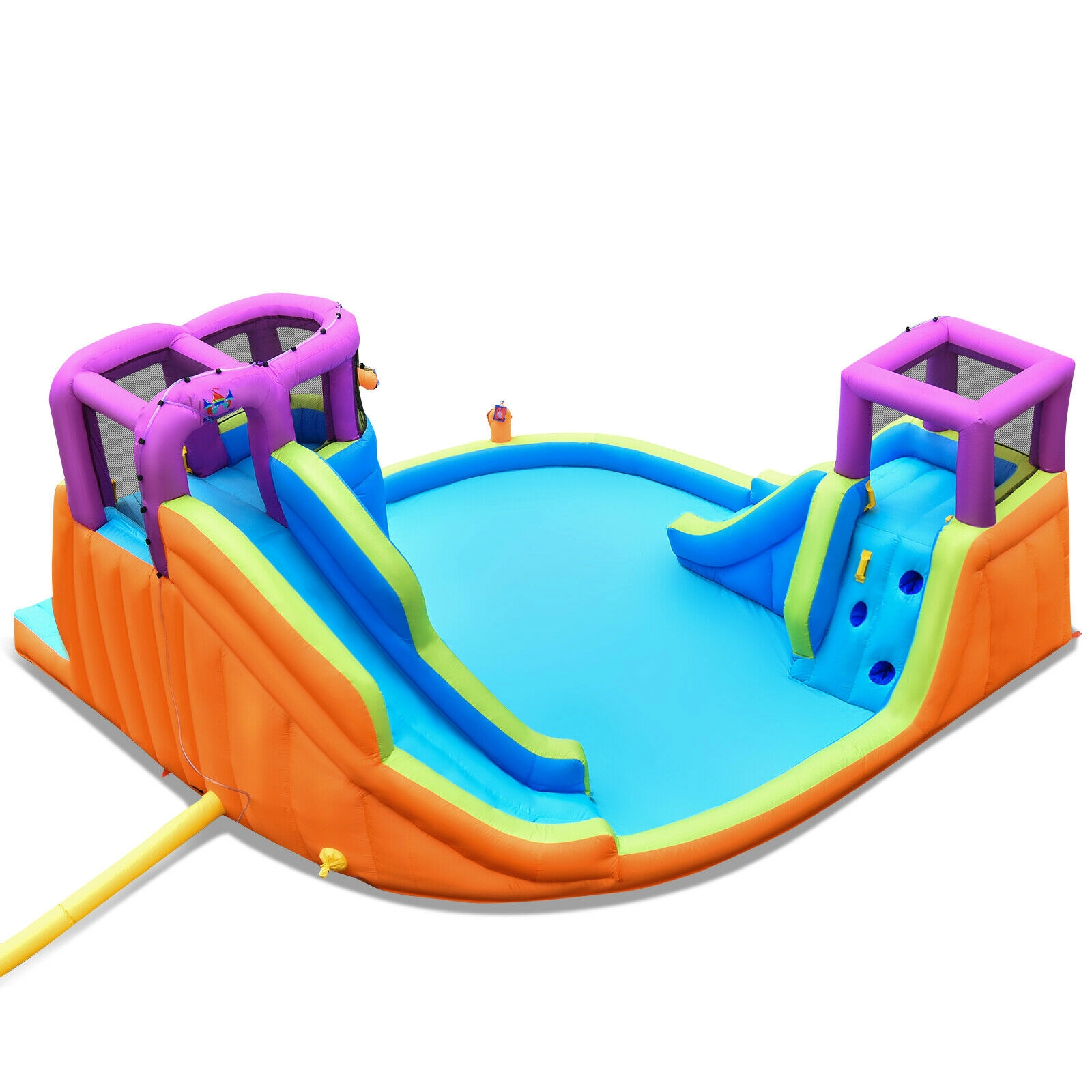 Hivvago 6-in-1 Inflatable Dual Water Slide Bounce House Without Blower