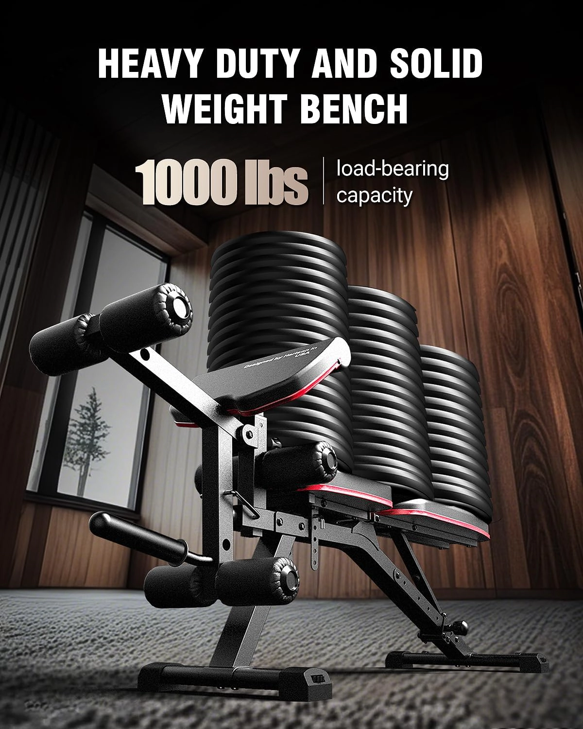 HARISON Adjustable Weight Bench for Home Gym, 1000 LB Capacity with Leg Extension & Preacher Pad