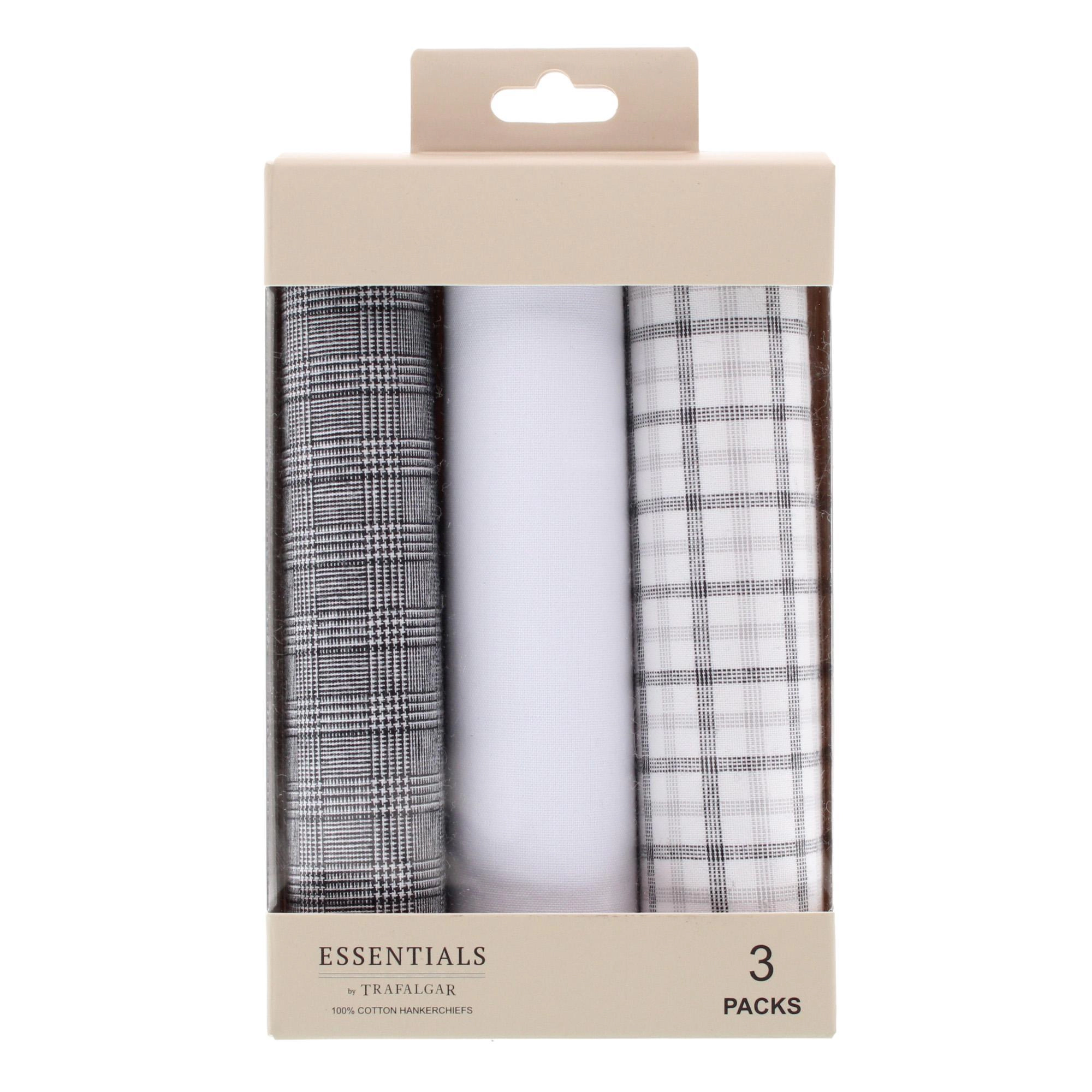 Essentials by Trafalgar Classical Black and White Patterned Handkerchiefs
