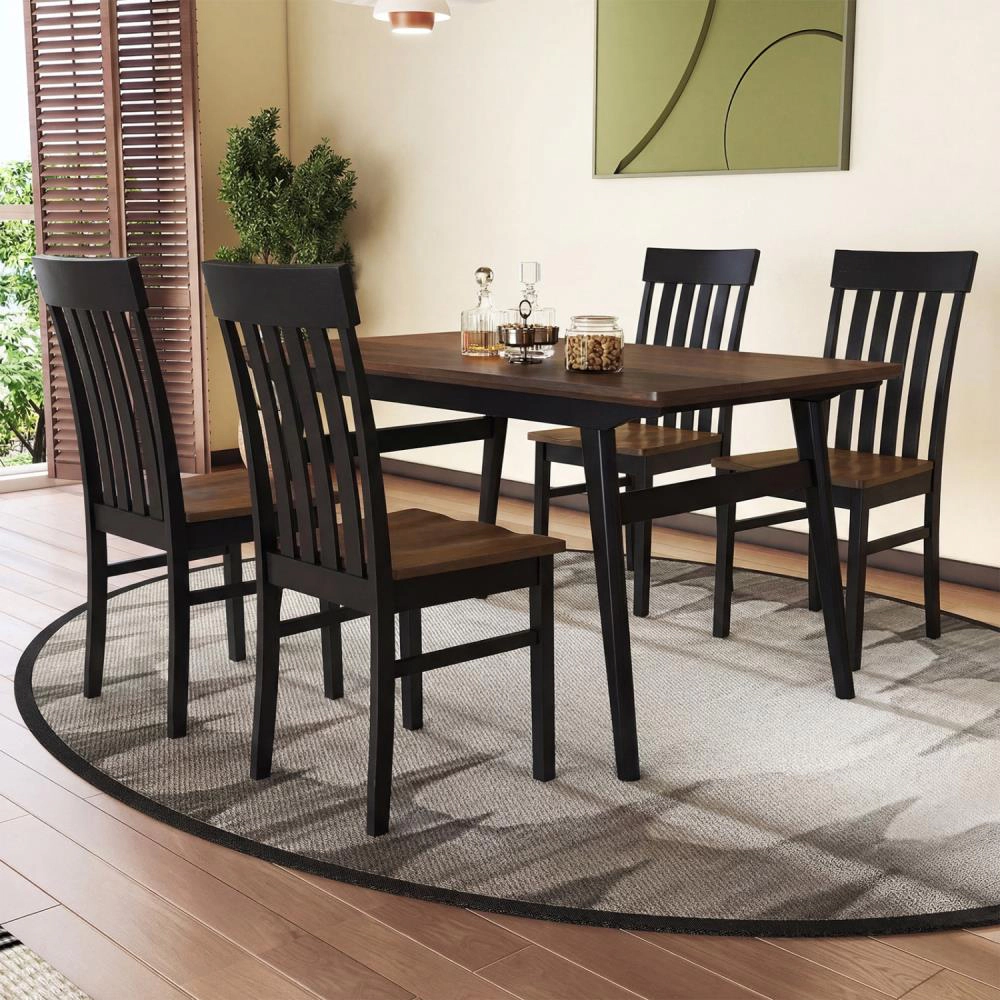 Hivvago Kitchen Dining Chairs Set of 2 with Open Slat High Back Design