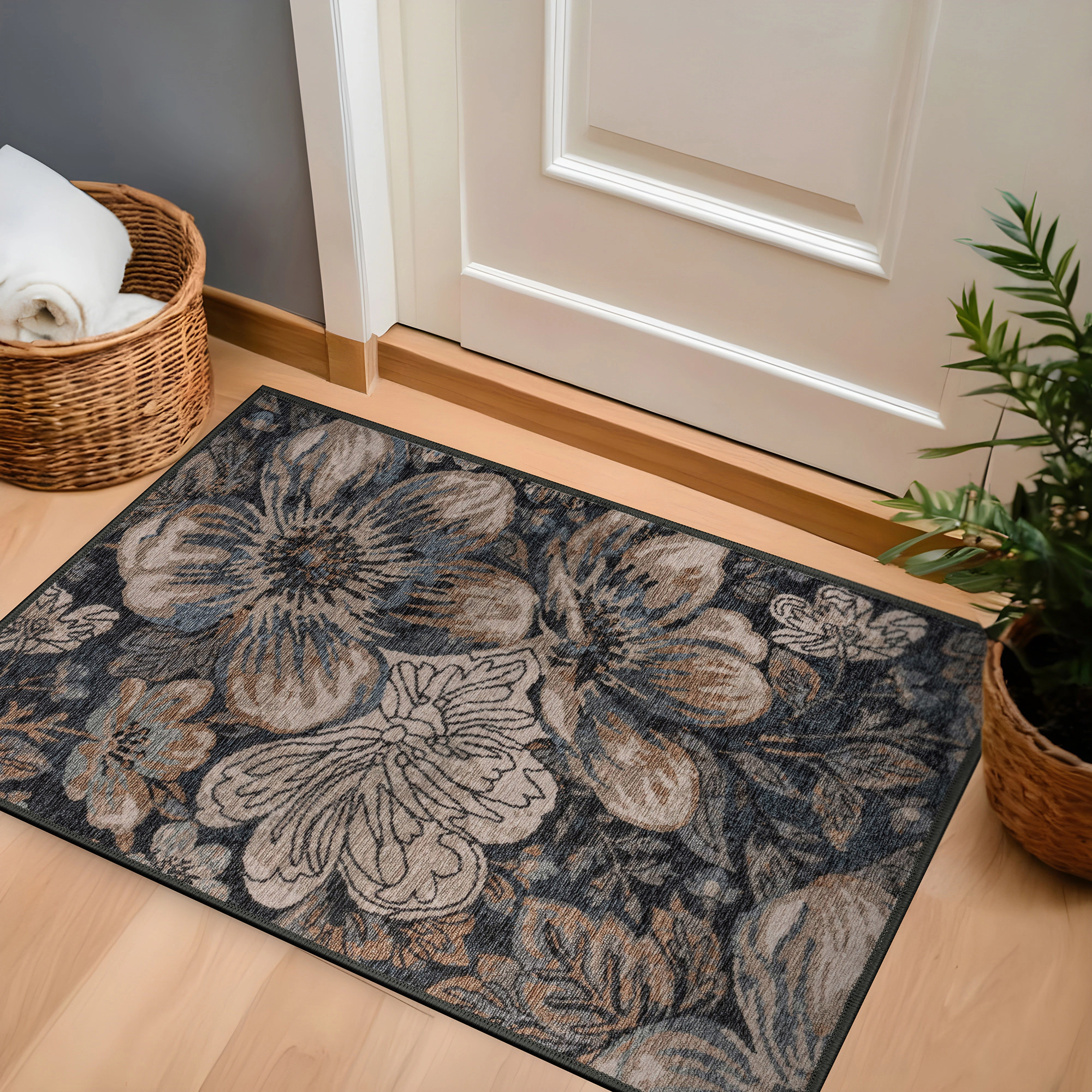 World Rug Gallery Botanical Bloom Machine Washable Indoor Area Rug