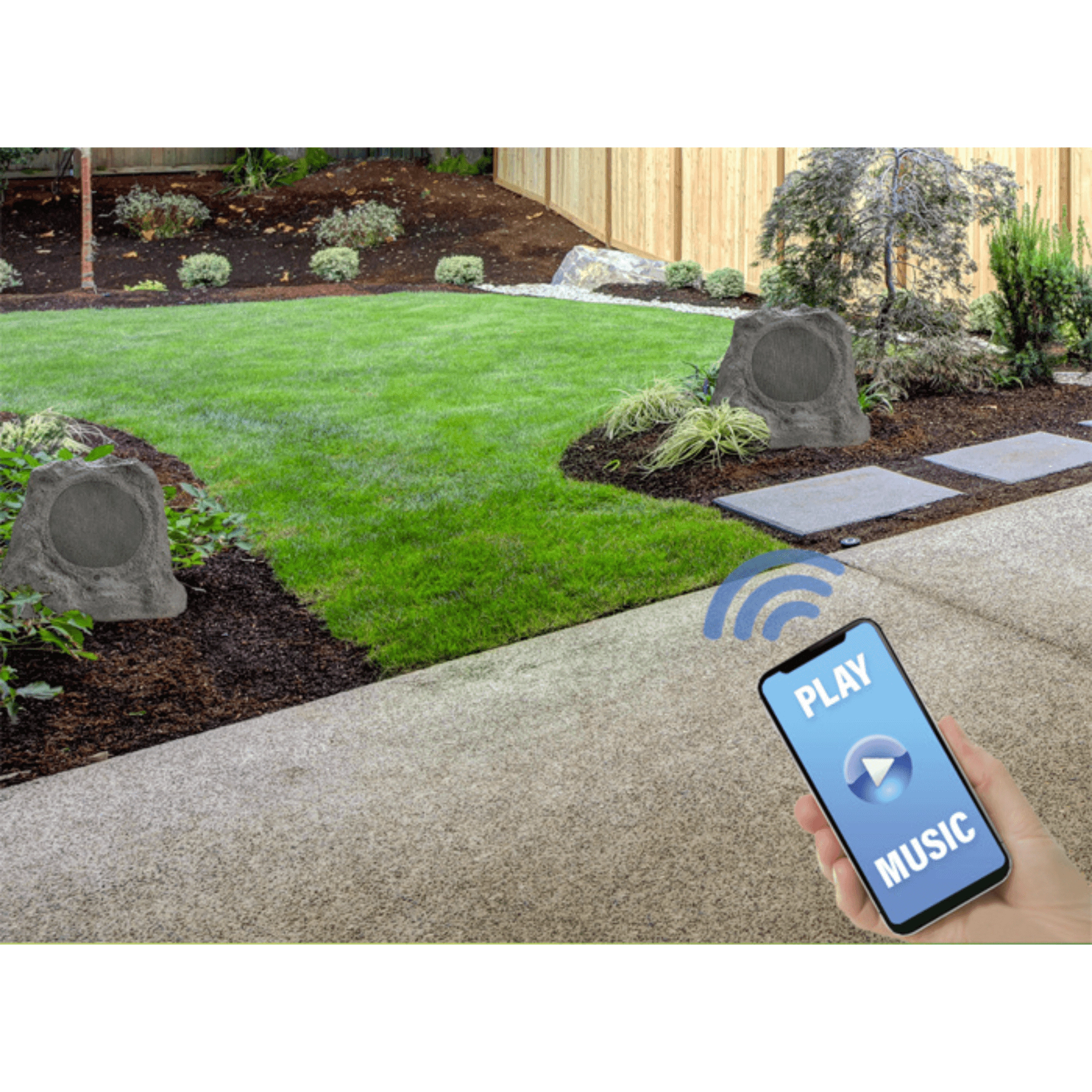 SoundPro 1-Pair Bluetooth Multi-Link Solar Rechargeable Wireless Rock Speakers