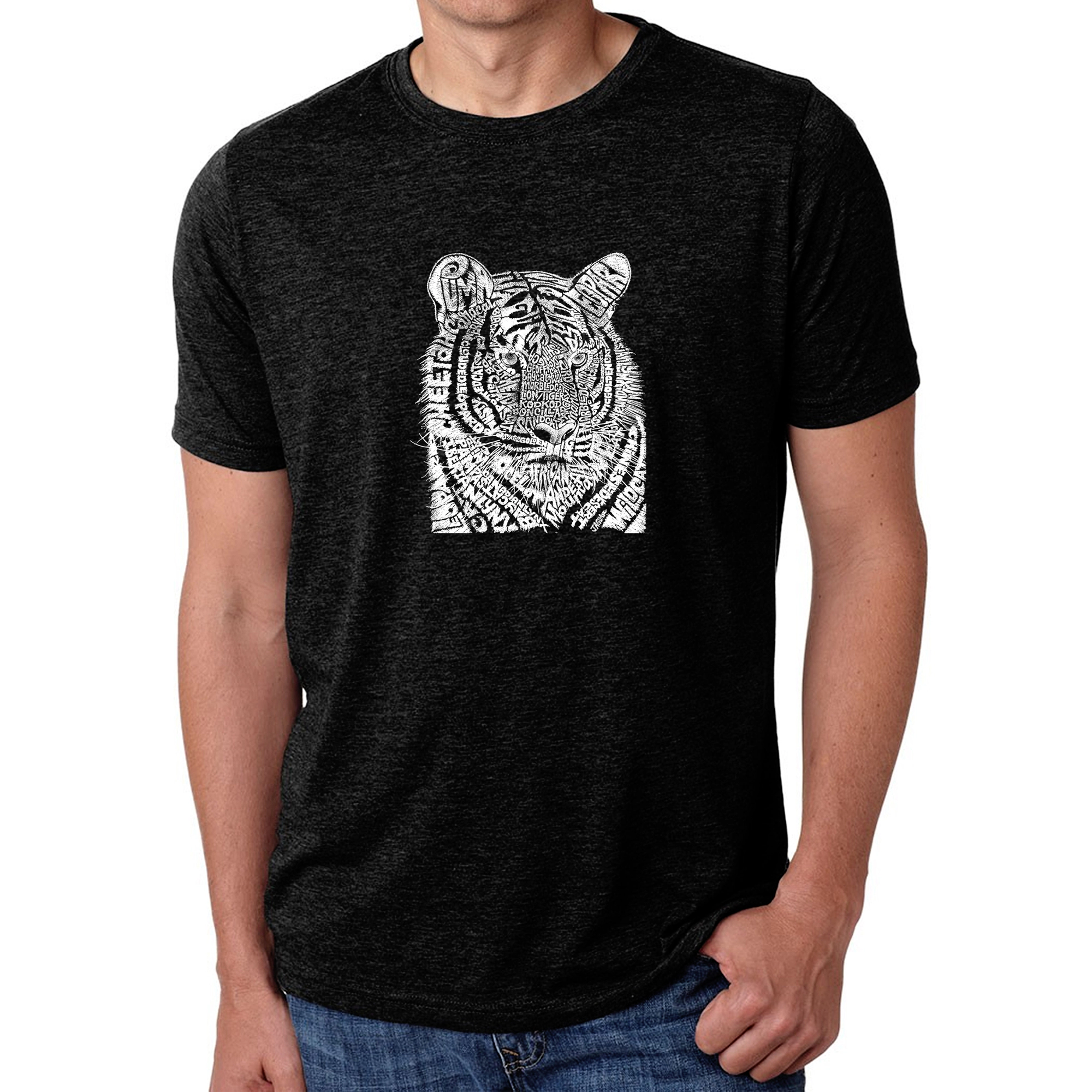 LA Pop Art Men's Cotton/Poly Blend Word T-Shirt - Big Cats