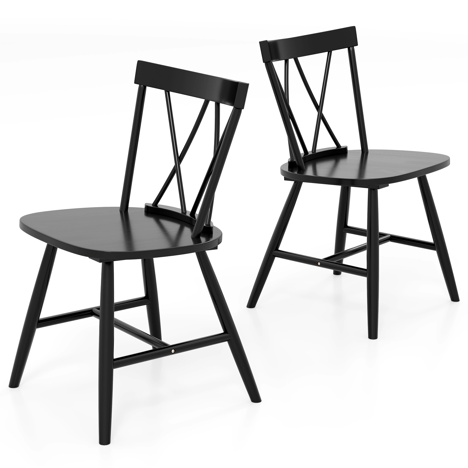 LJG Farmhouse Kitchen Dining Chair Set of 2 with Rubber Wood Frame