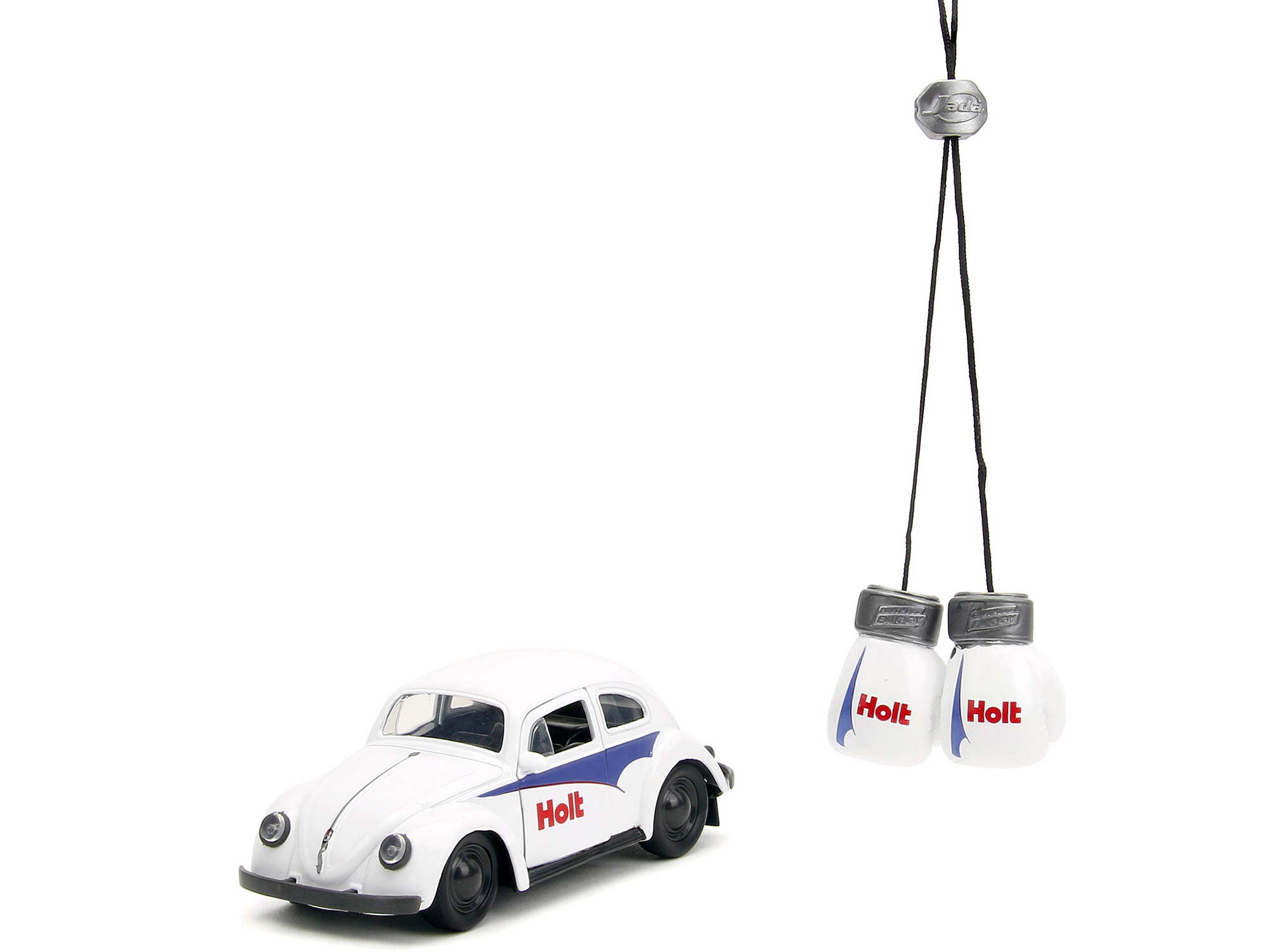 Jada 1959 Volkswagen Beetle "Holt" White with Blue Graphics and Boxing Gloves Accessory "Punch Buggy" Series