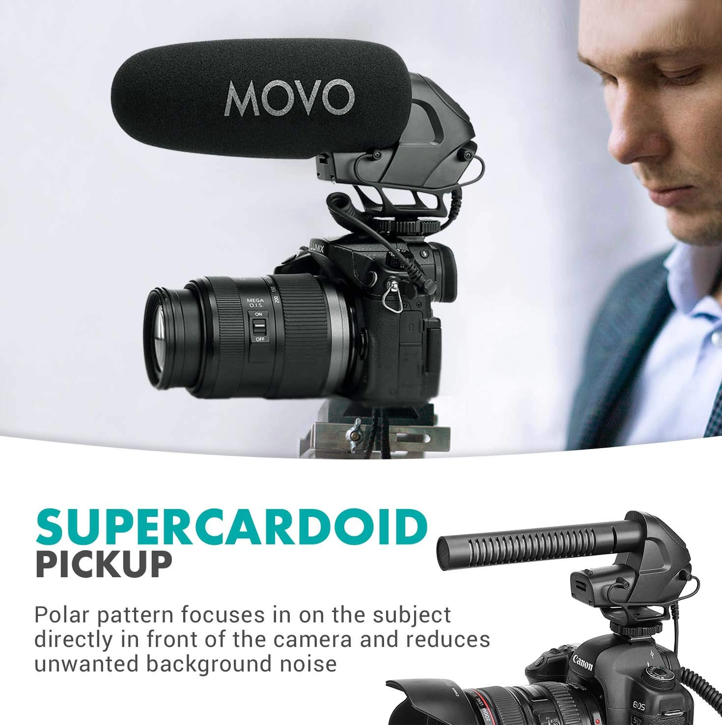 Movo VXR3031 Shotgun Microphone - Supercardioid On-Camera Shotgun Mic