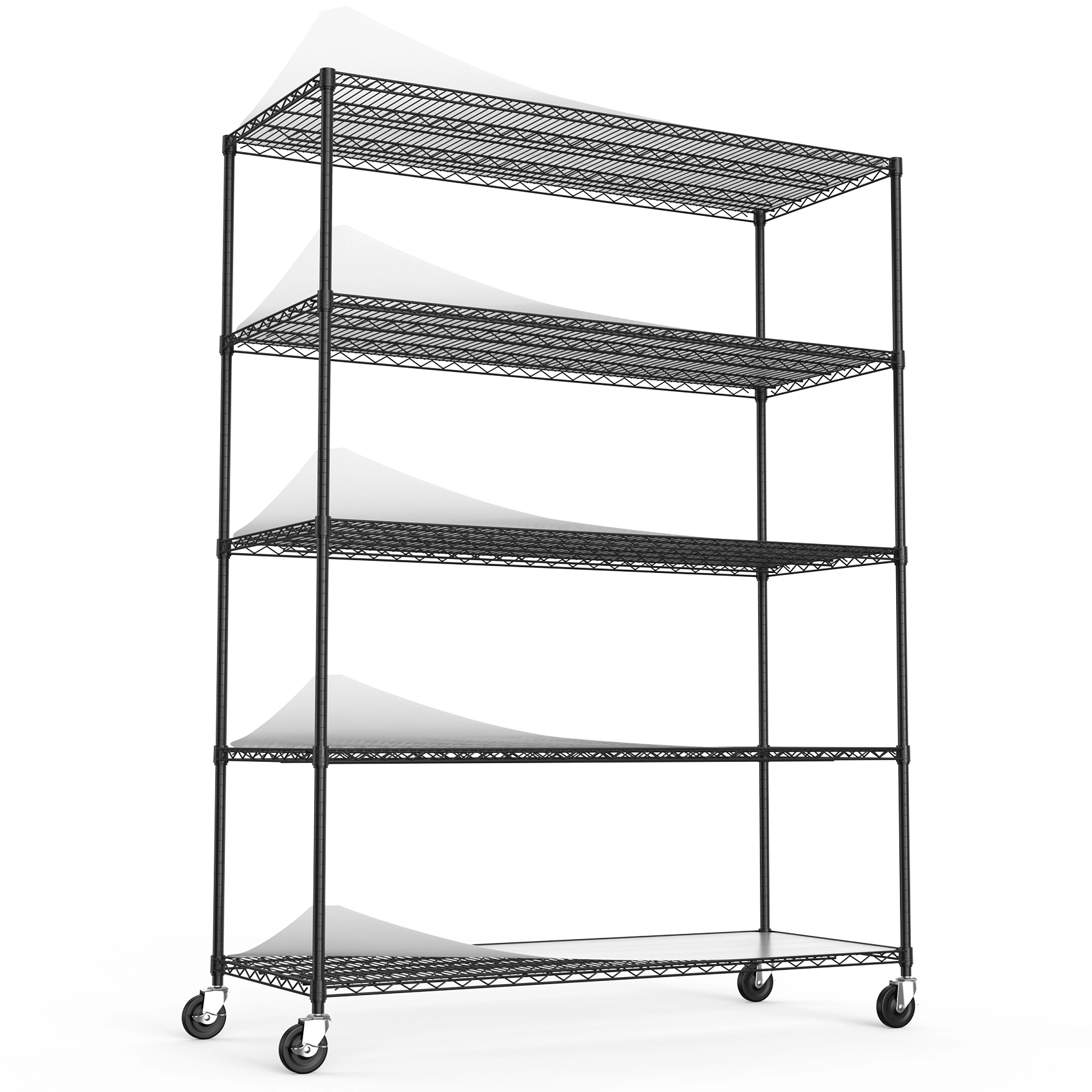 Flynama 5 Tier Metal Shelving 2000LBS 72 in. H with Heavy Duty Adjustable Garage Storage Utility Rack in Black