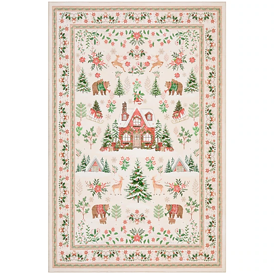 BebreezChic Christmas Cottage Area Rug, Machine Washable Stain ...