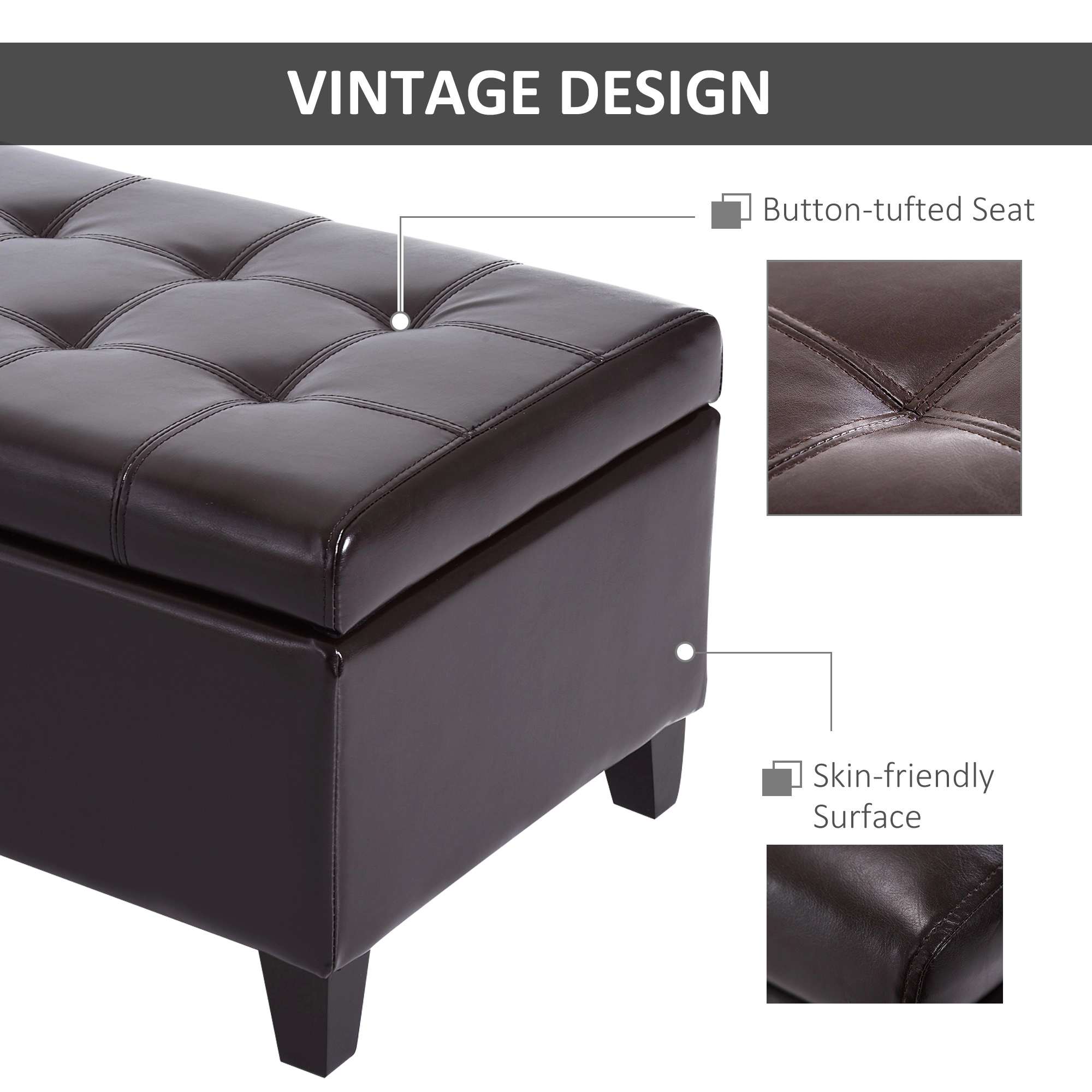 Hivvago 51" Faux Leather Storage Ottoman With Lift Top