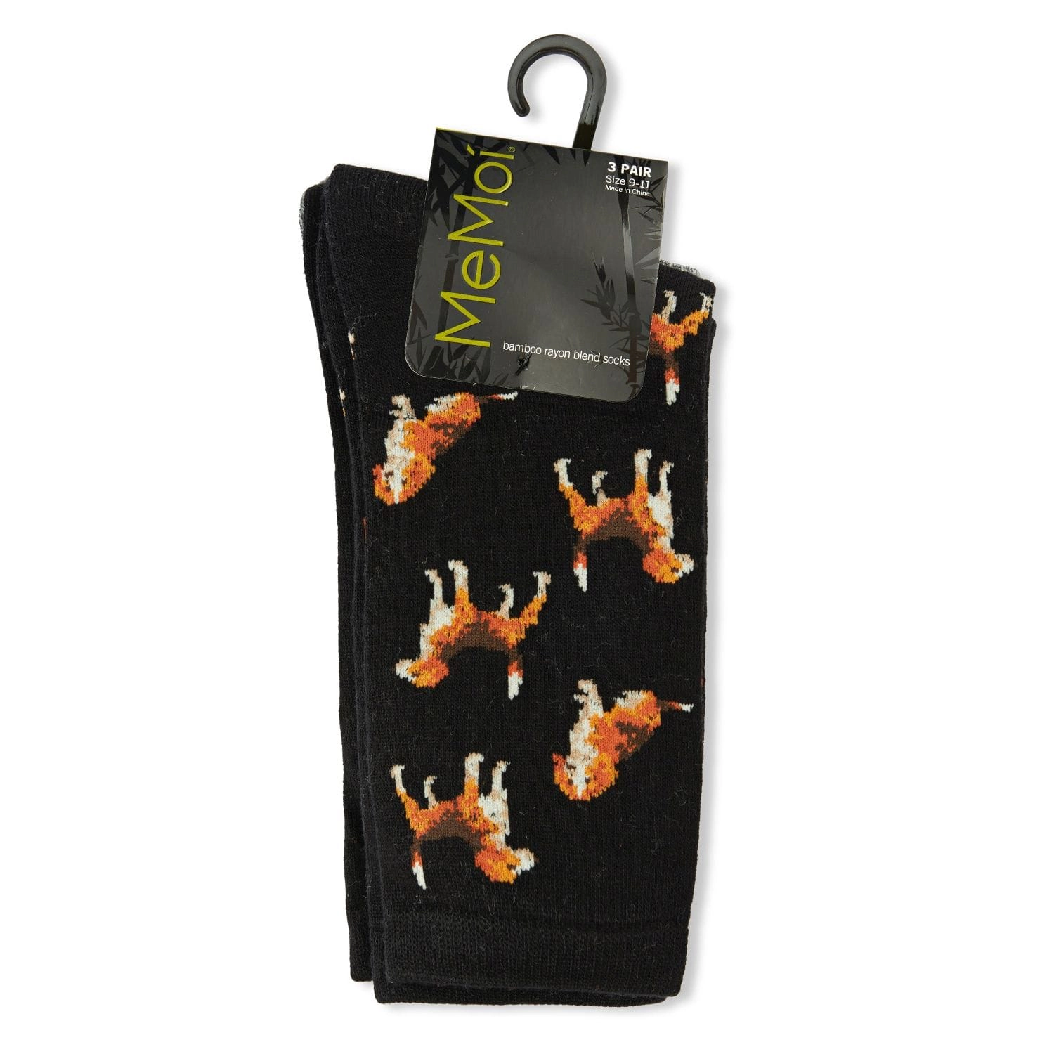 MeMoi Women's 3 Pair Pack Beagle Bamboo Blend Crew Socks