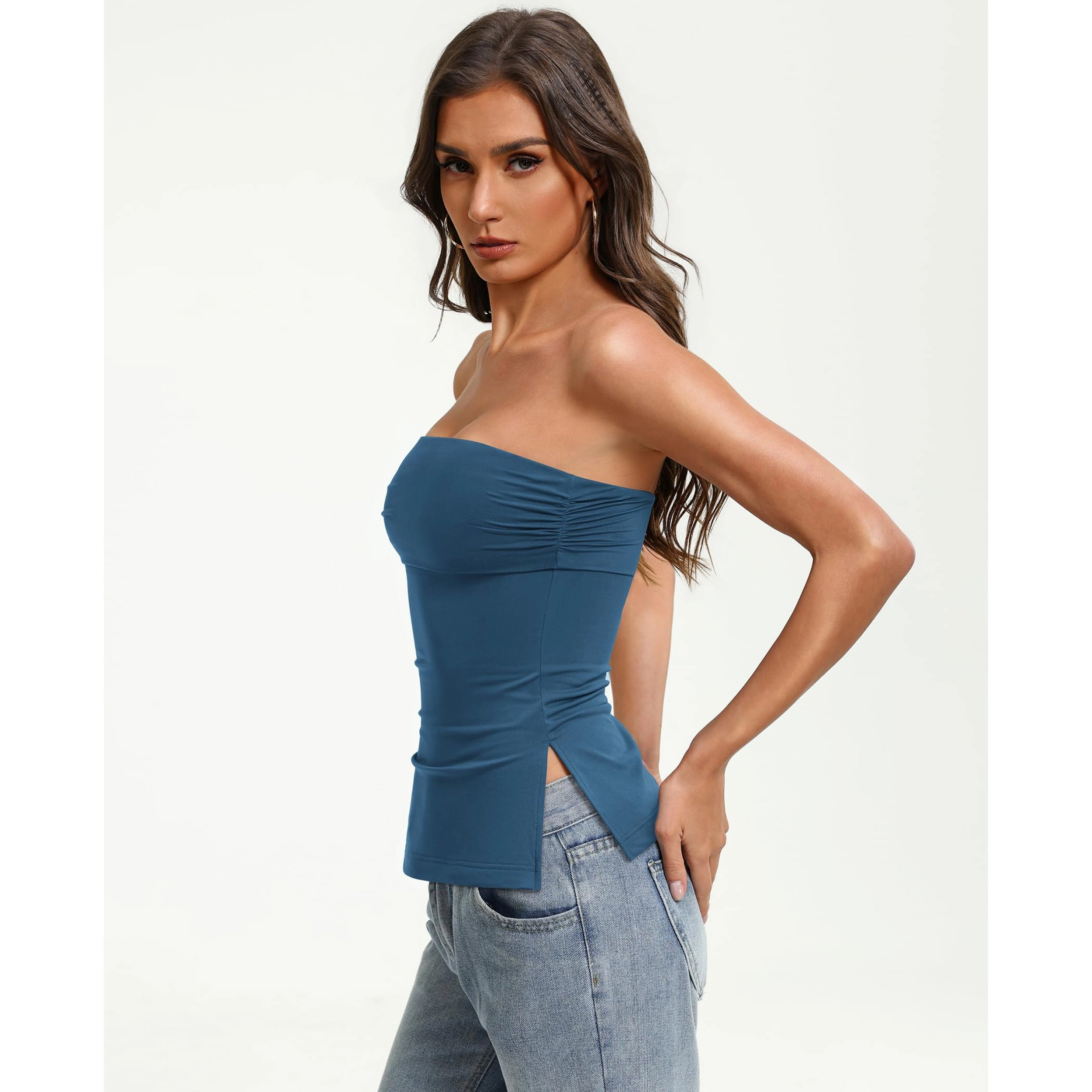 Avidlove Women's Strapless Double Lined Side Split Bandeau Tube Top