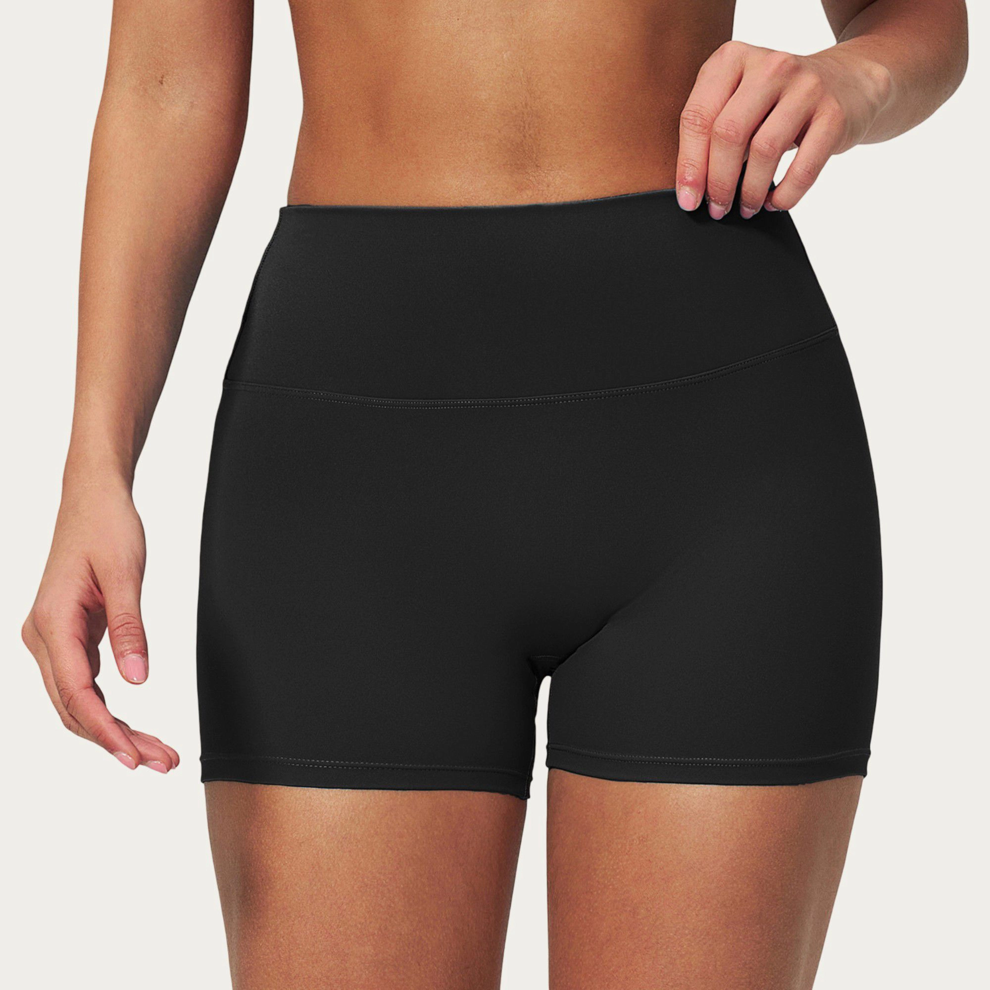 Anna-Kaci Women's High Waist Mini Biker Shorts with Smooth Stretch Fabric and Seam Detail