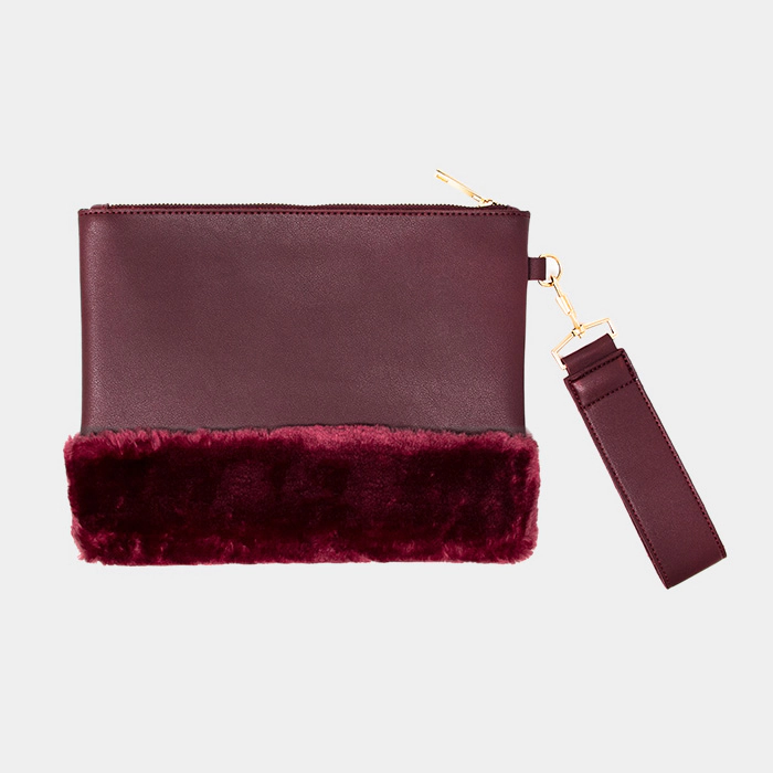 FASHNZFAB Solid Fur Clutch Bag