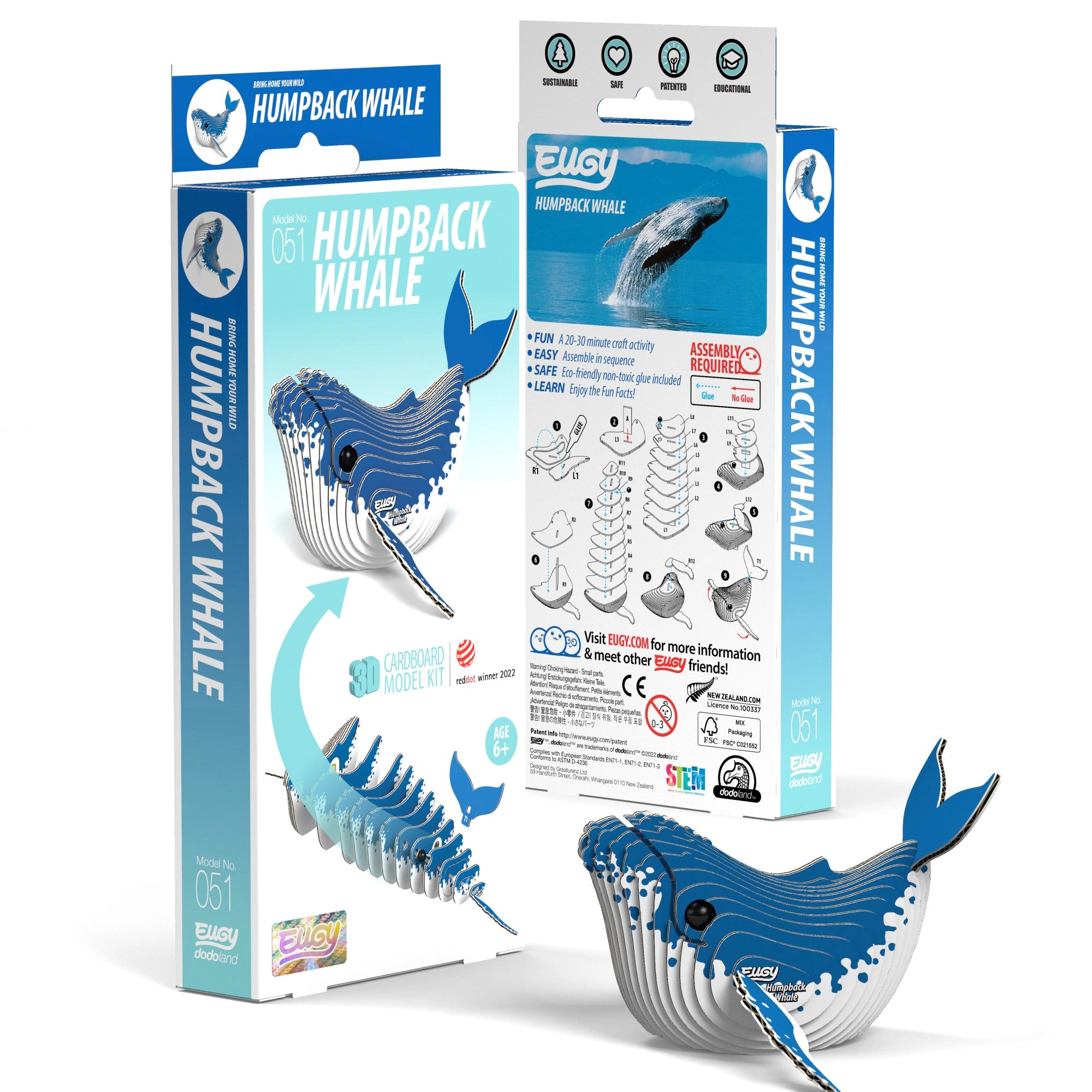 EUGY Humpback Whale 3D Puzzle - contains 25 puzzle pieces