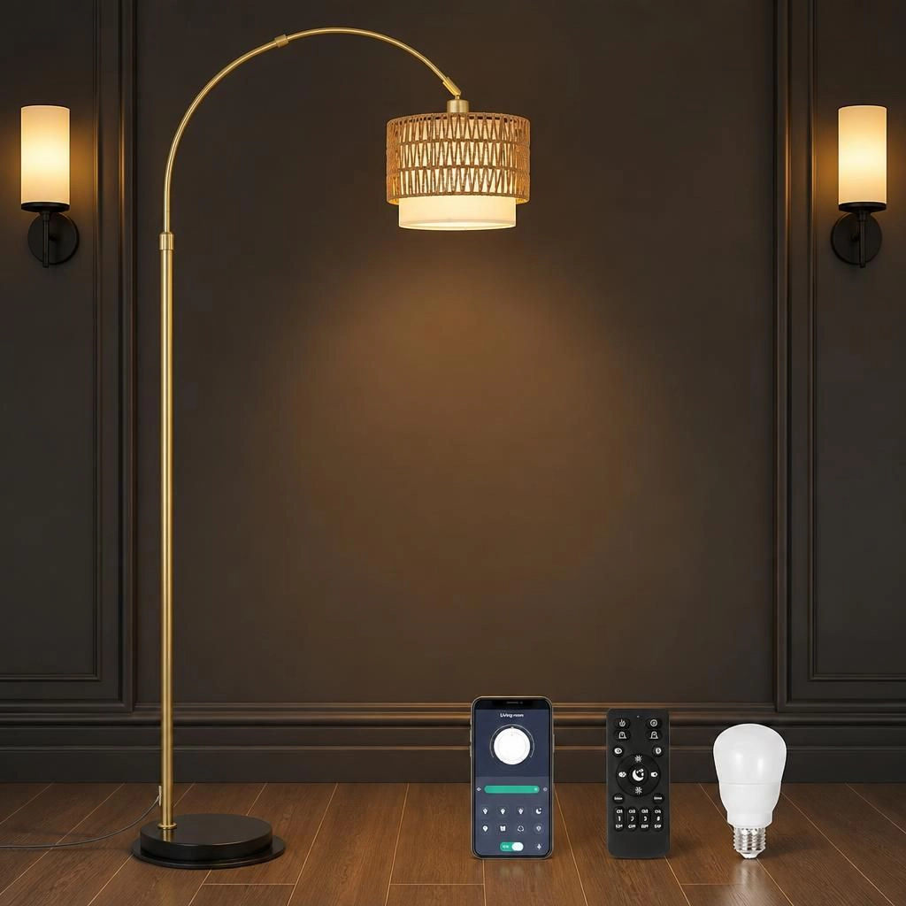 ELEMENT ACE Tall Woven Rattan Standing Floor Lamp