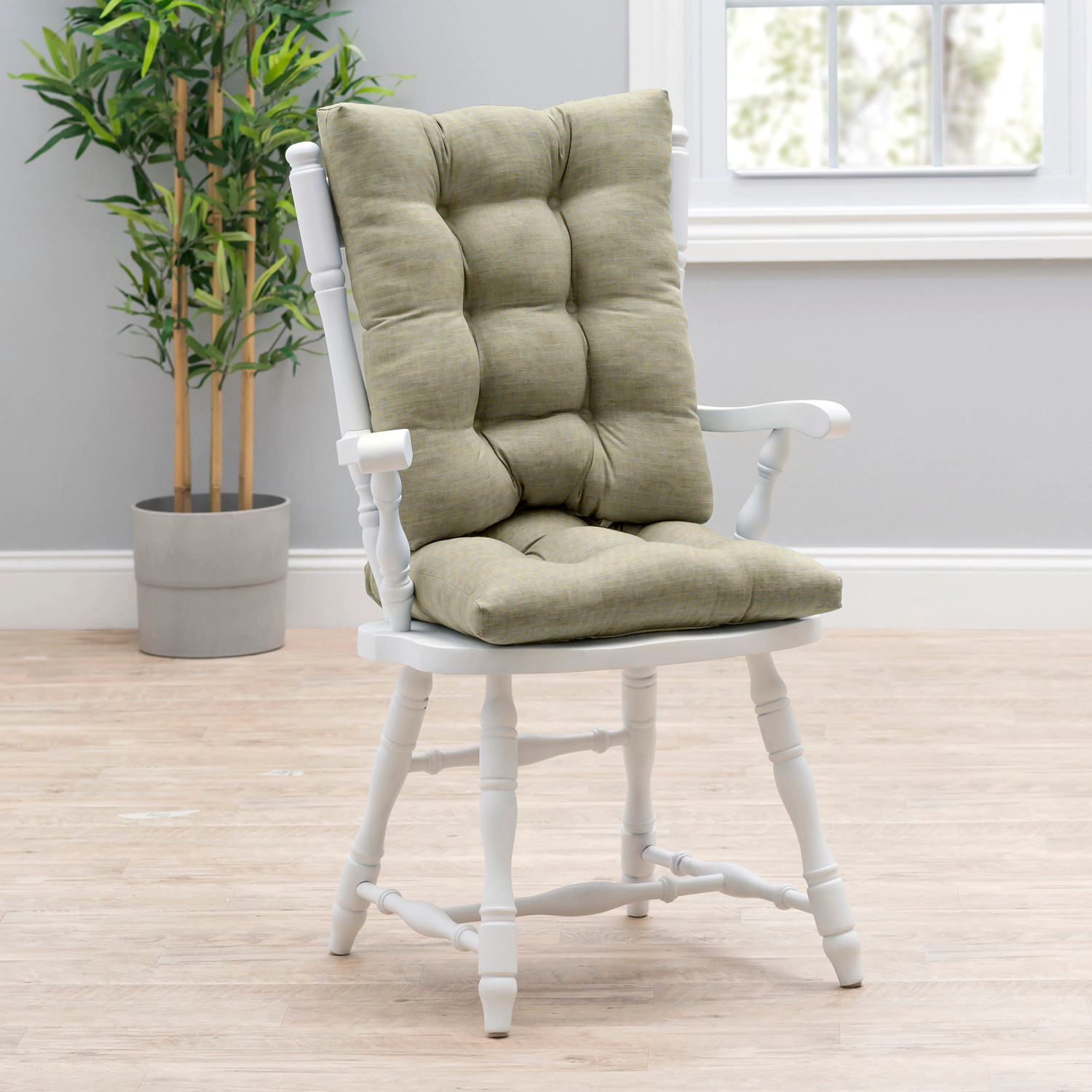 Ellis Curtain 50% Cotton 50% Polyester Lisa Solid 2 Piece Rocker Set with Ties 18" x 24" Mist