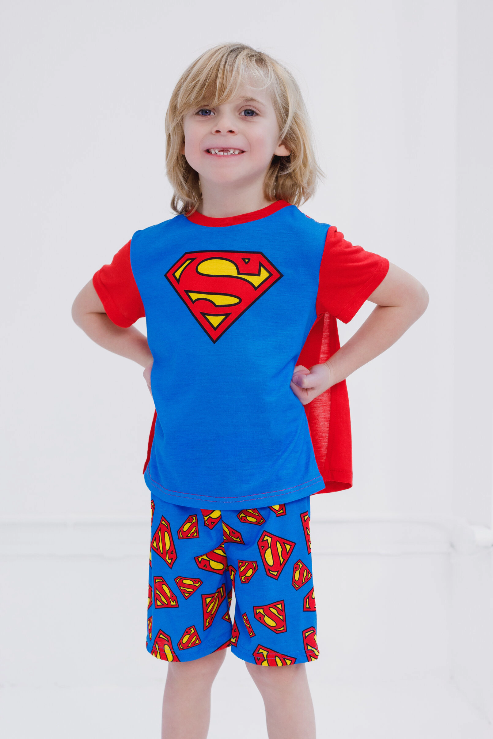 DC Comics Justice League Boys' Cosplay Pajama Shirt and Shorts Set with Cape