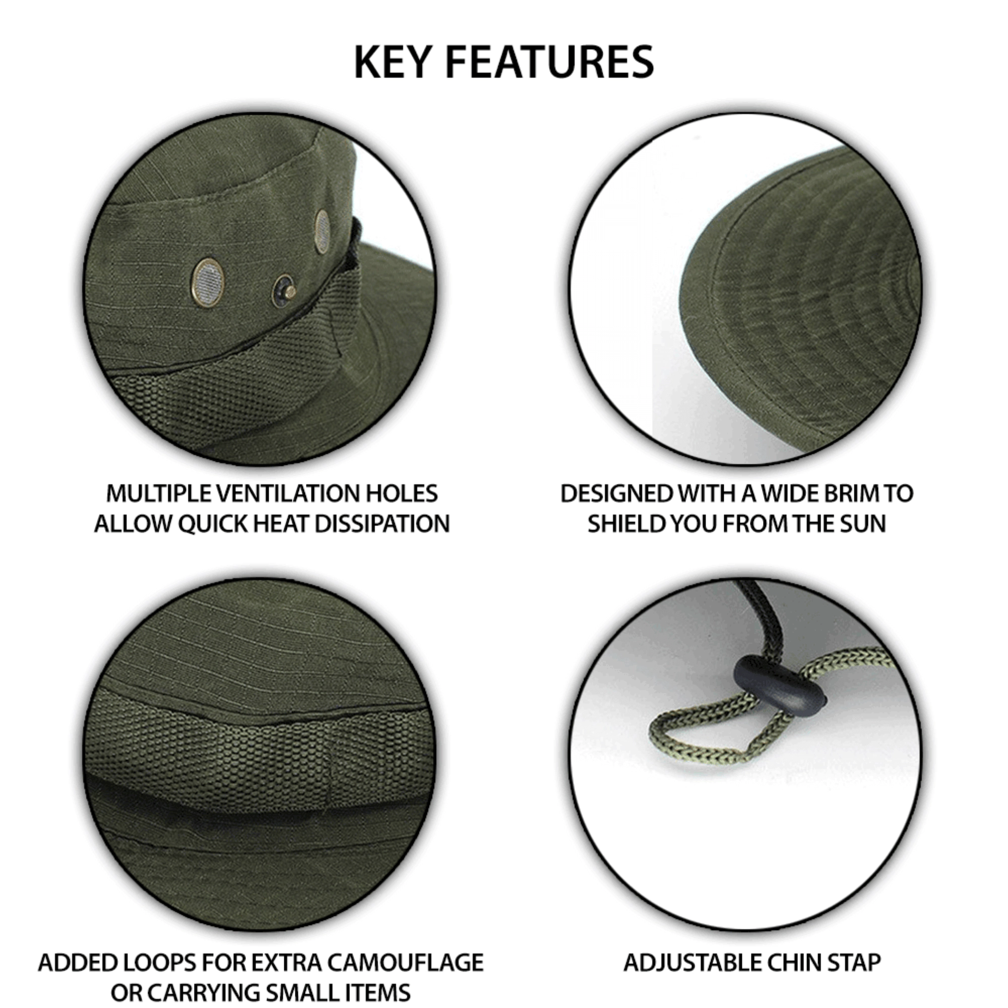 XGear Tactical Unisex Wide Brim Safari Boonie Bucket Hat