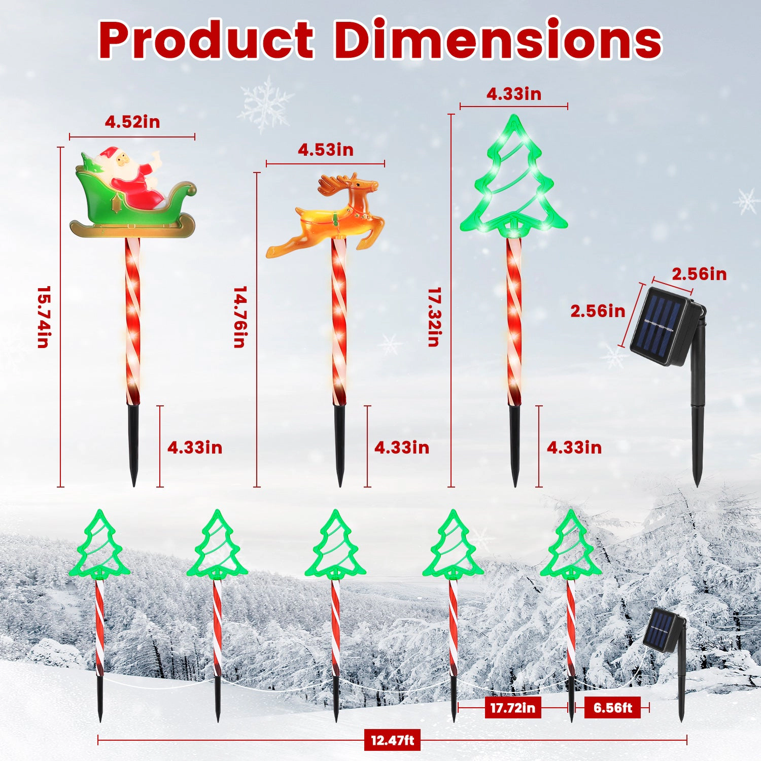 GBruno Solar-Powered Christmas Pathway Stake Lights
