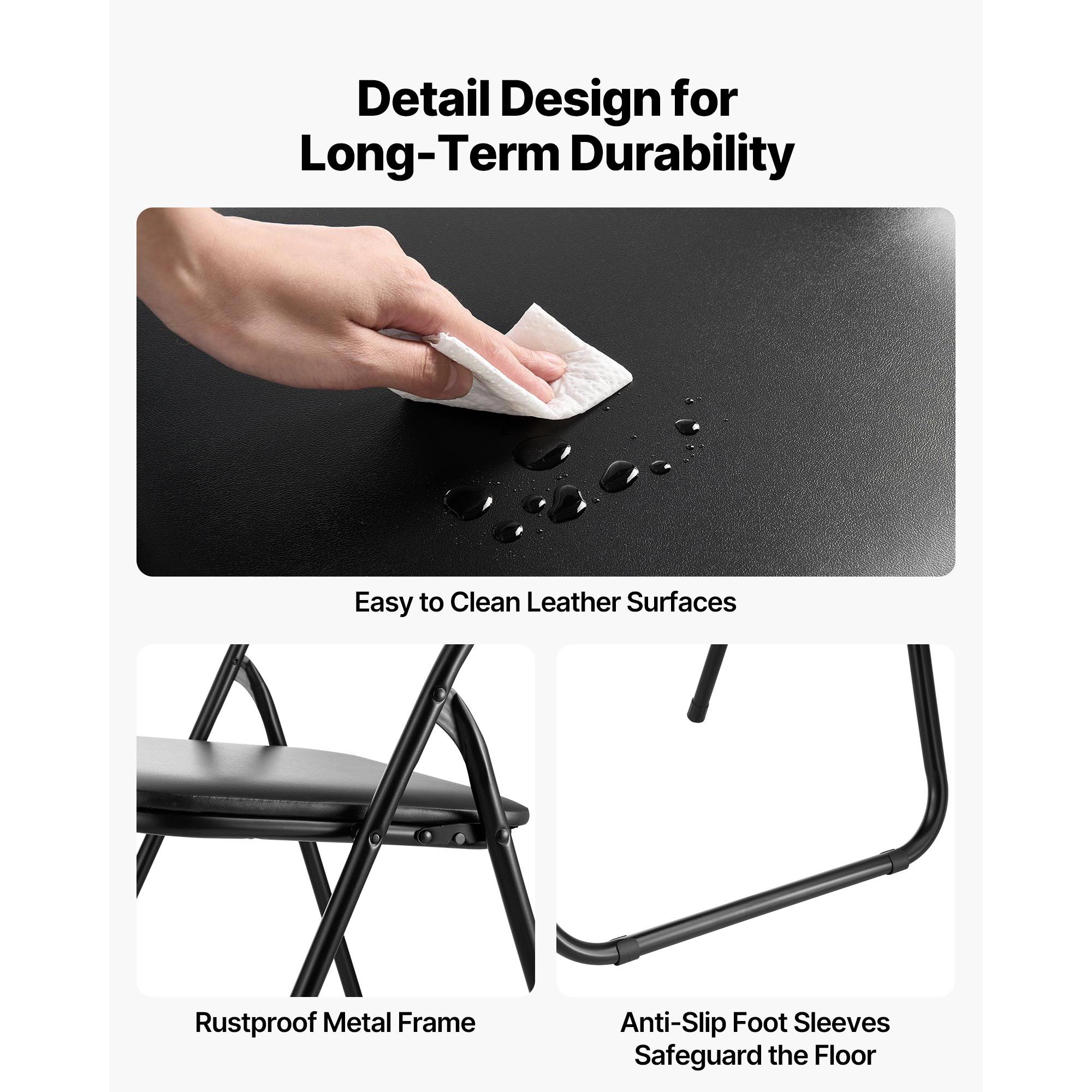 HONGGE Folding Chairs Foldable Chairs with Heavy Duty Metal Frame Portable Folding Card Table Chairs Stackable Seats