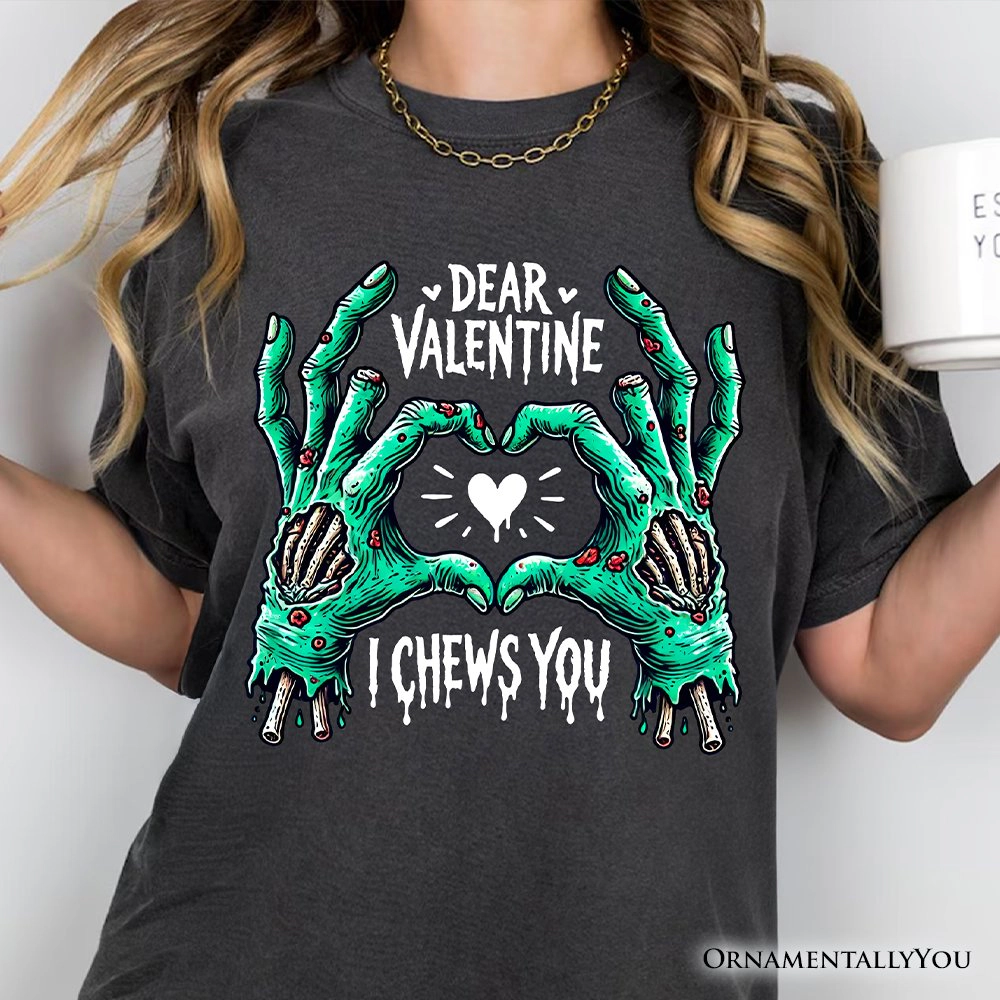 OrnamentallyYou Womens I Chews You" Funny Zombie Valentine T-Shirt