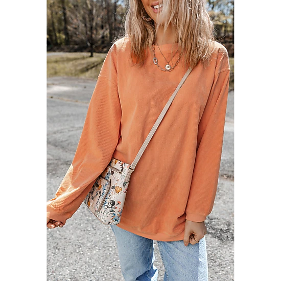 Threaded Pear Women's Kamryn Ribbed Corduroy Oversized Sweatshirt