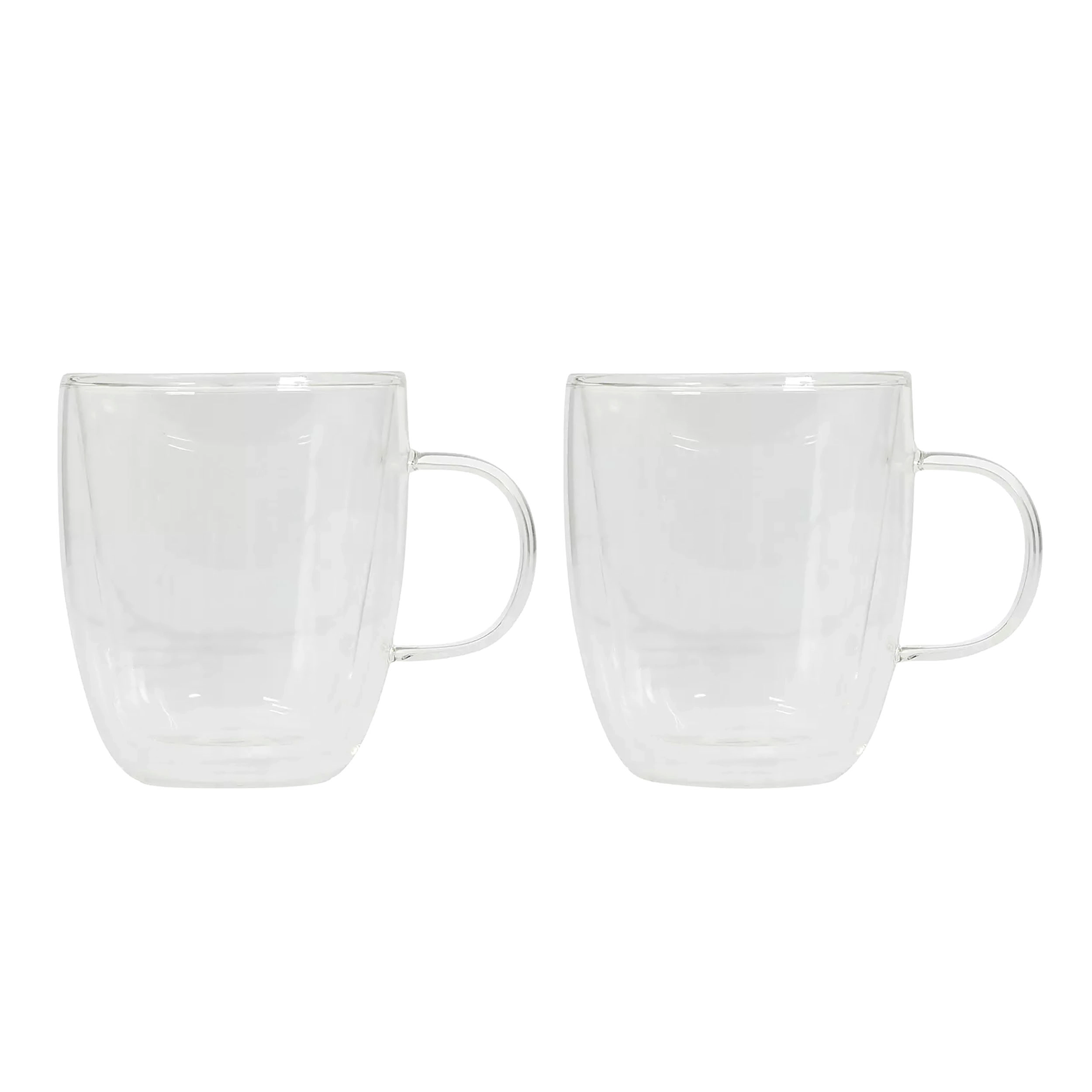 Mr. Coffee Retro Macchiato 2 Pack 16 Ounce Mug Set in Clear Double Wall Borosilicate Glass