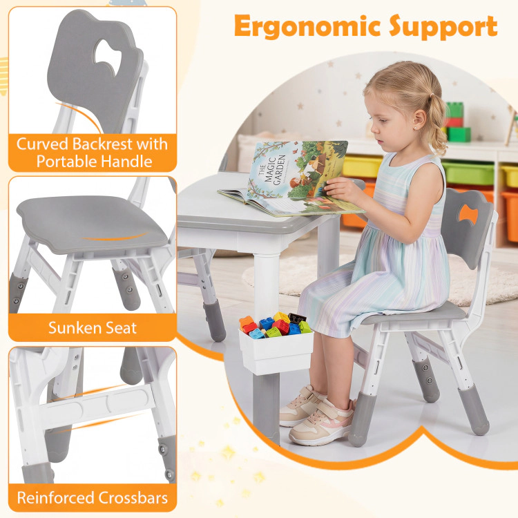 Hivvago Height Adjustable  Kids Table And 4 Chairs Set With Graffiti Desktop 2 Storage Baskets